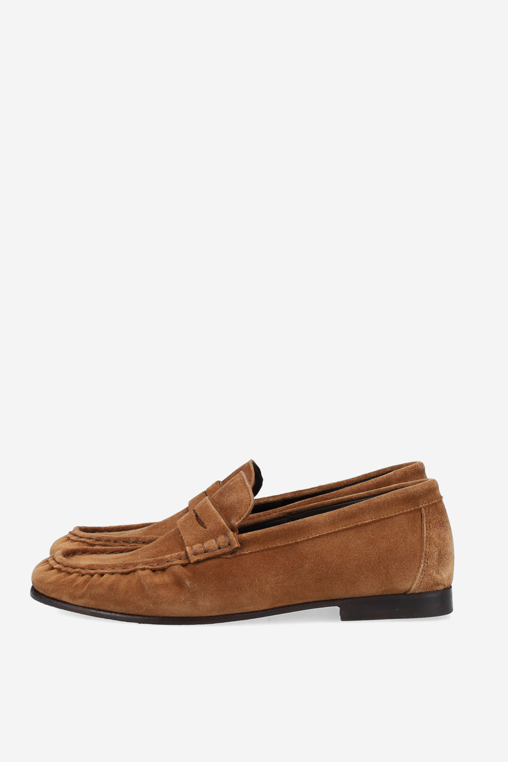 Penny wrinkle suede loafers