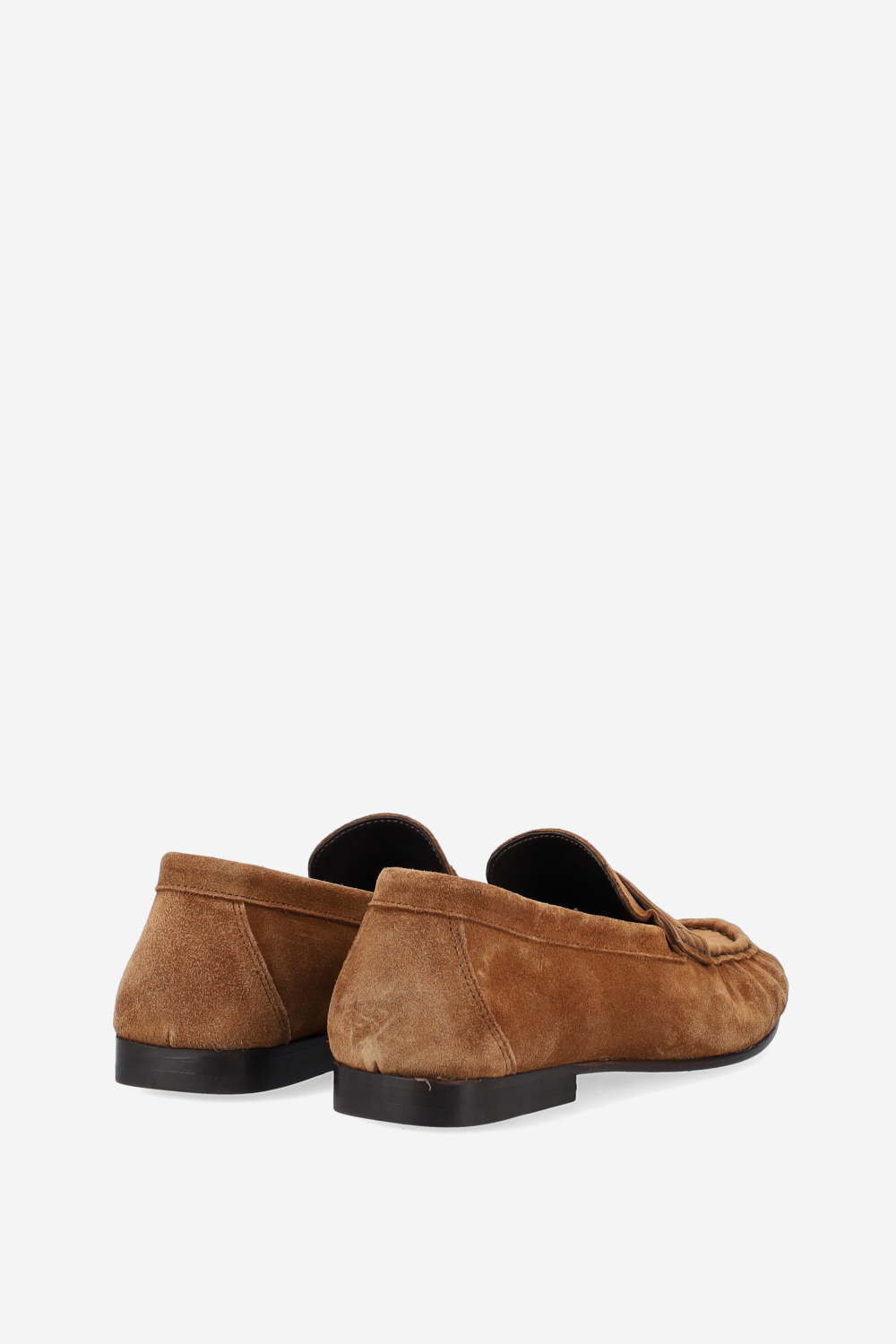 Penny wrinkle suede loafers