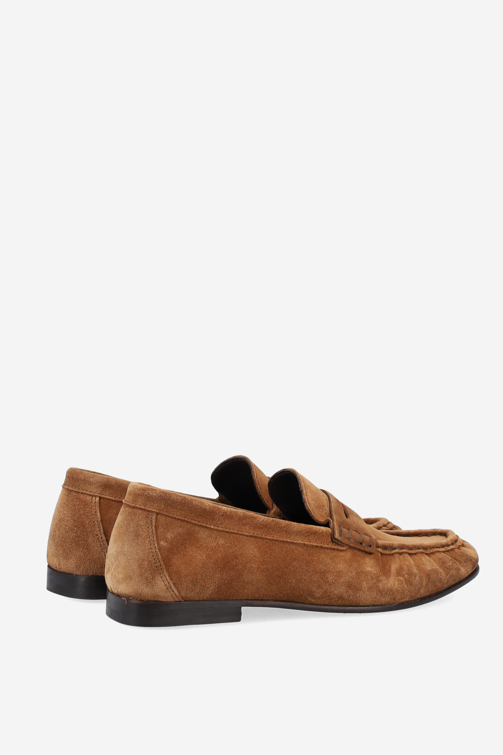 Penny wrinkle suede loafers