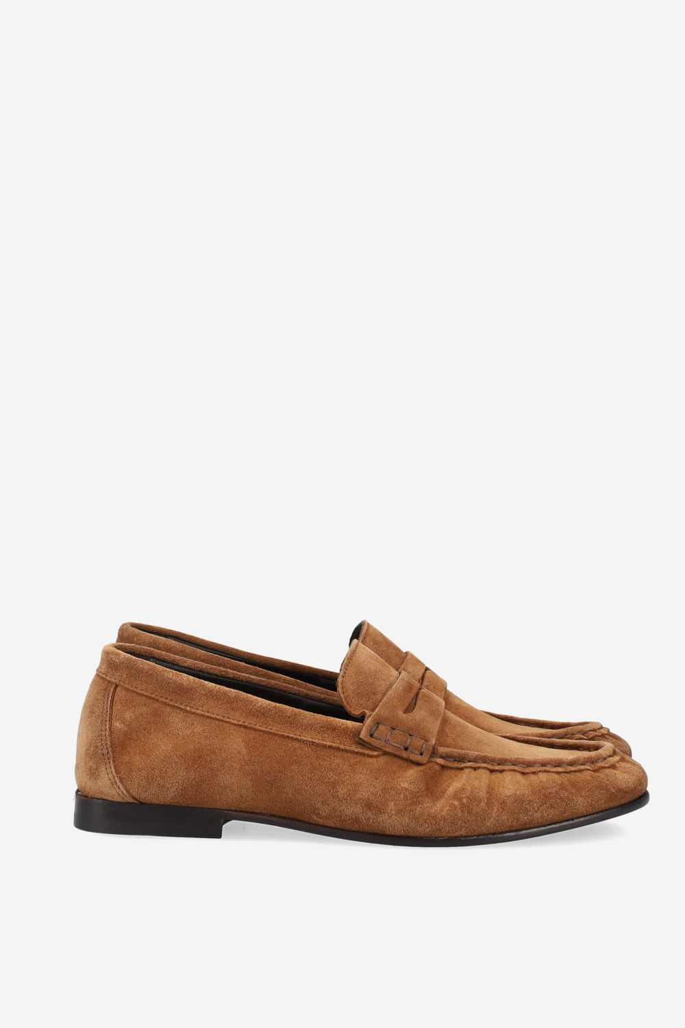 Penny wrinkle suede loafers