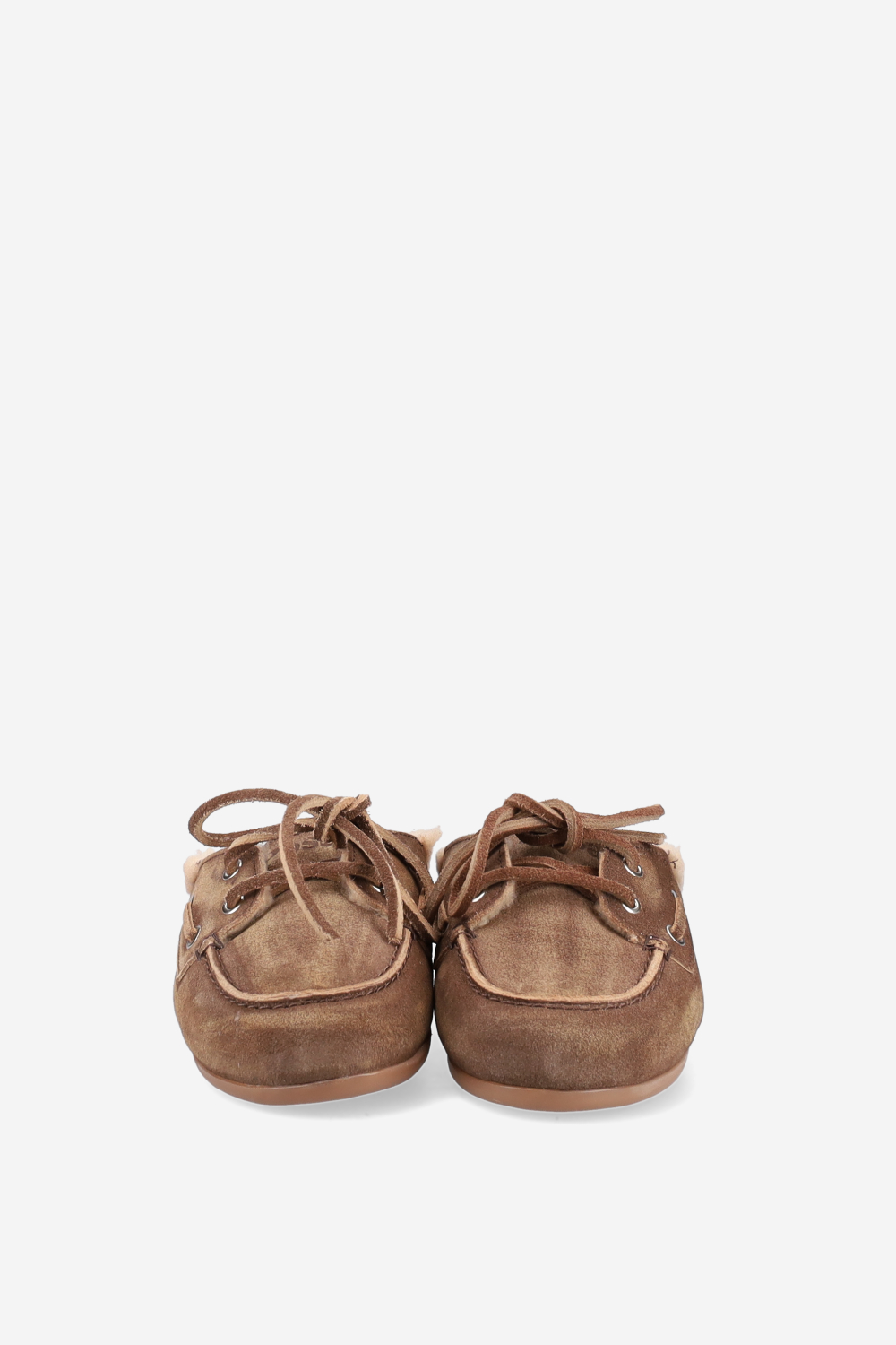 Fur suede boat loafer mules