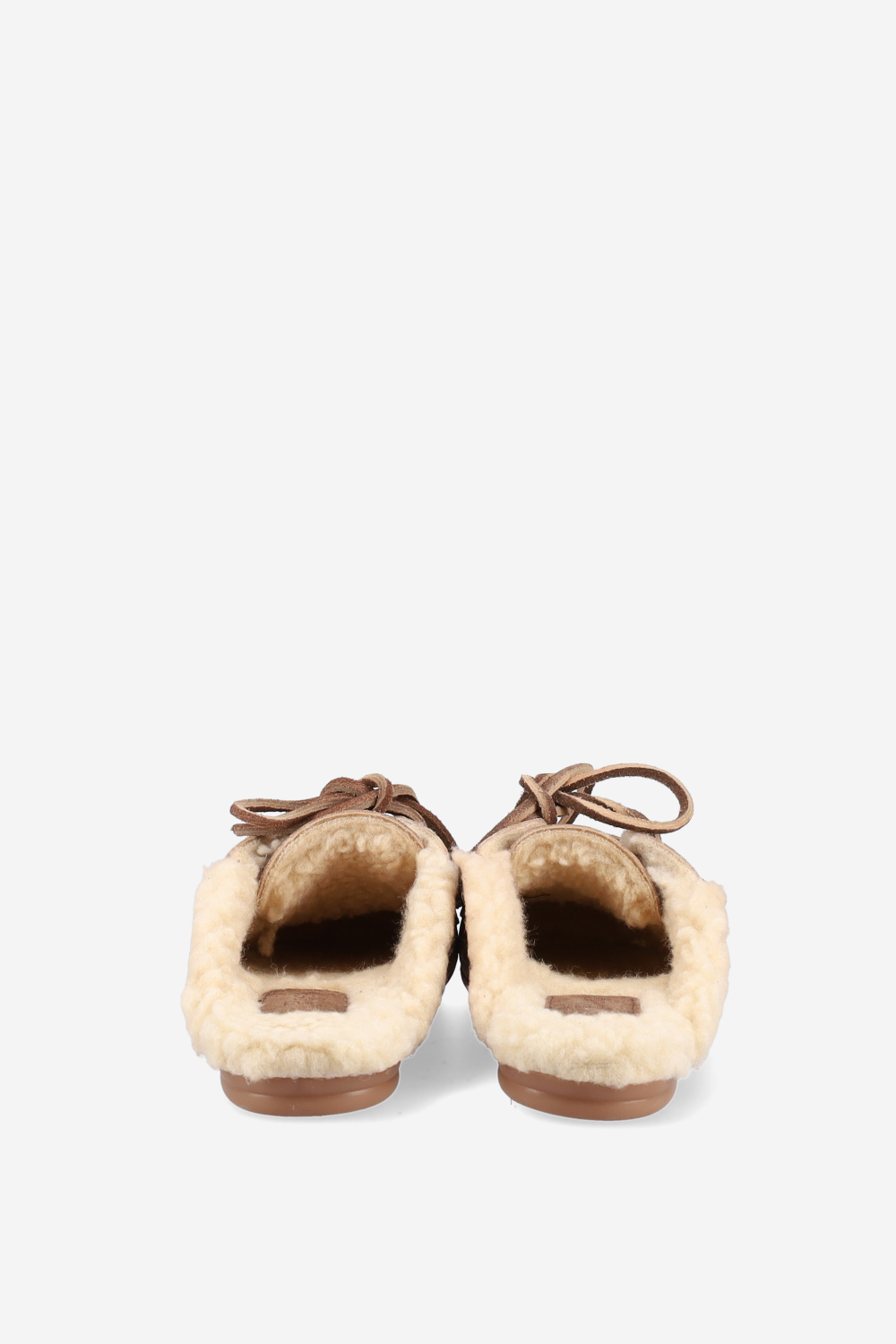 Fur suede boat loafer mules