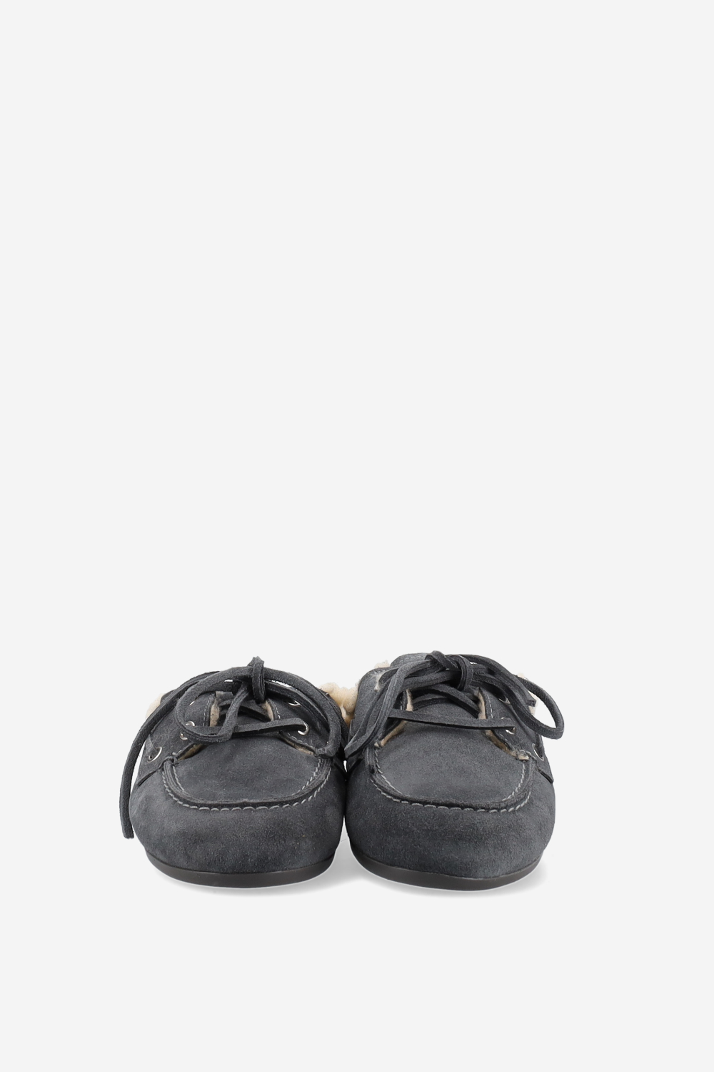 Fur suede boat loafer mules