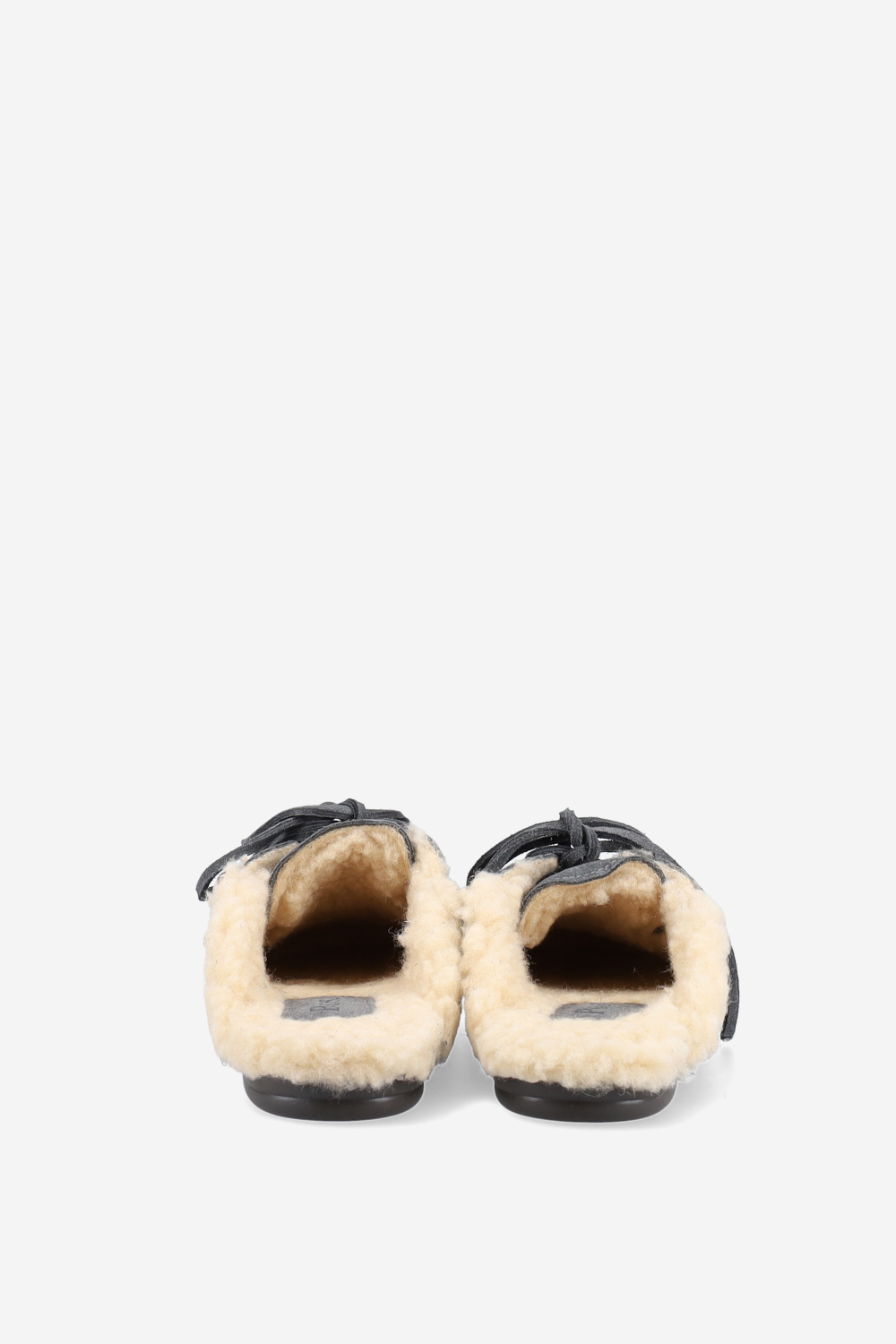 Fur suede boat loafer mules