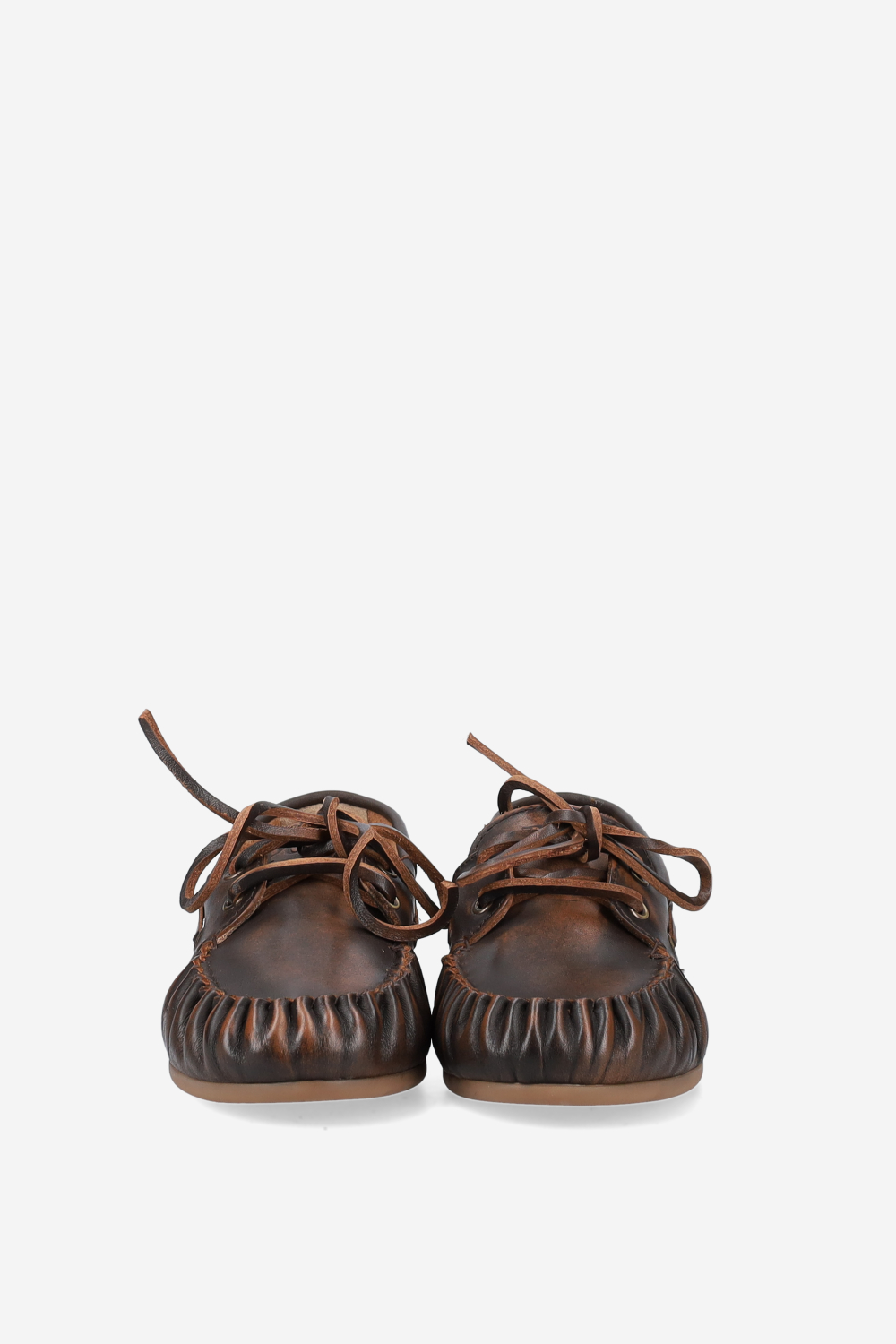 Boat wrinkle brushed leather loafers
