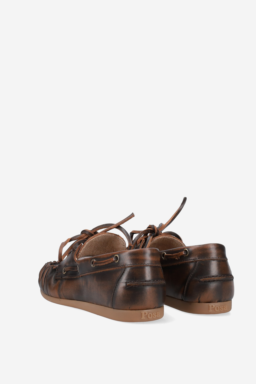 Boat wrinkle brushed leather loafers