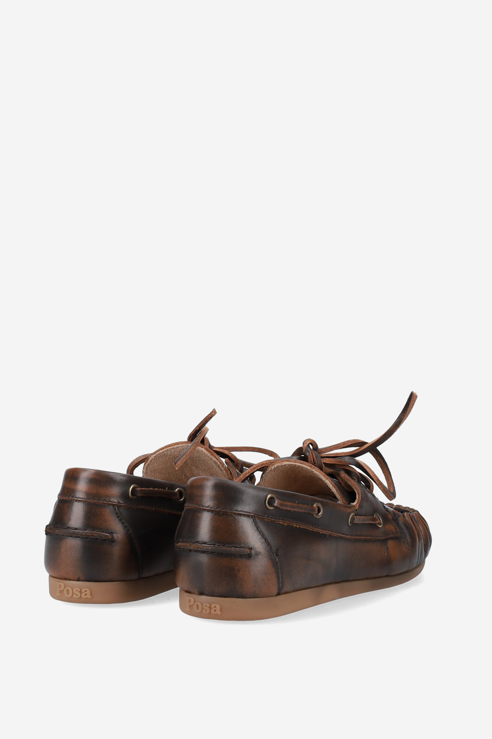 Boat wrinkle brushed leather loafers