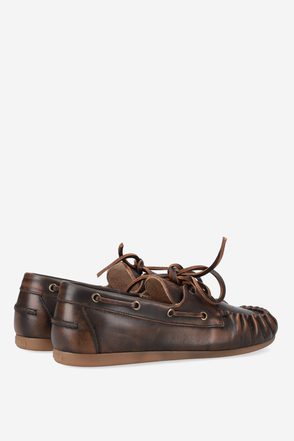 Boat wrinkle brushed leather loafers