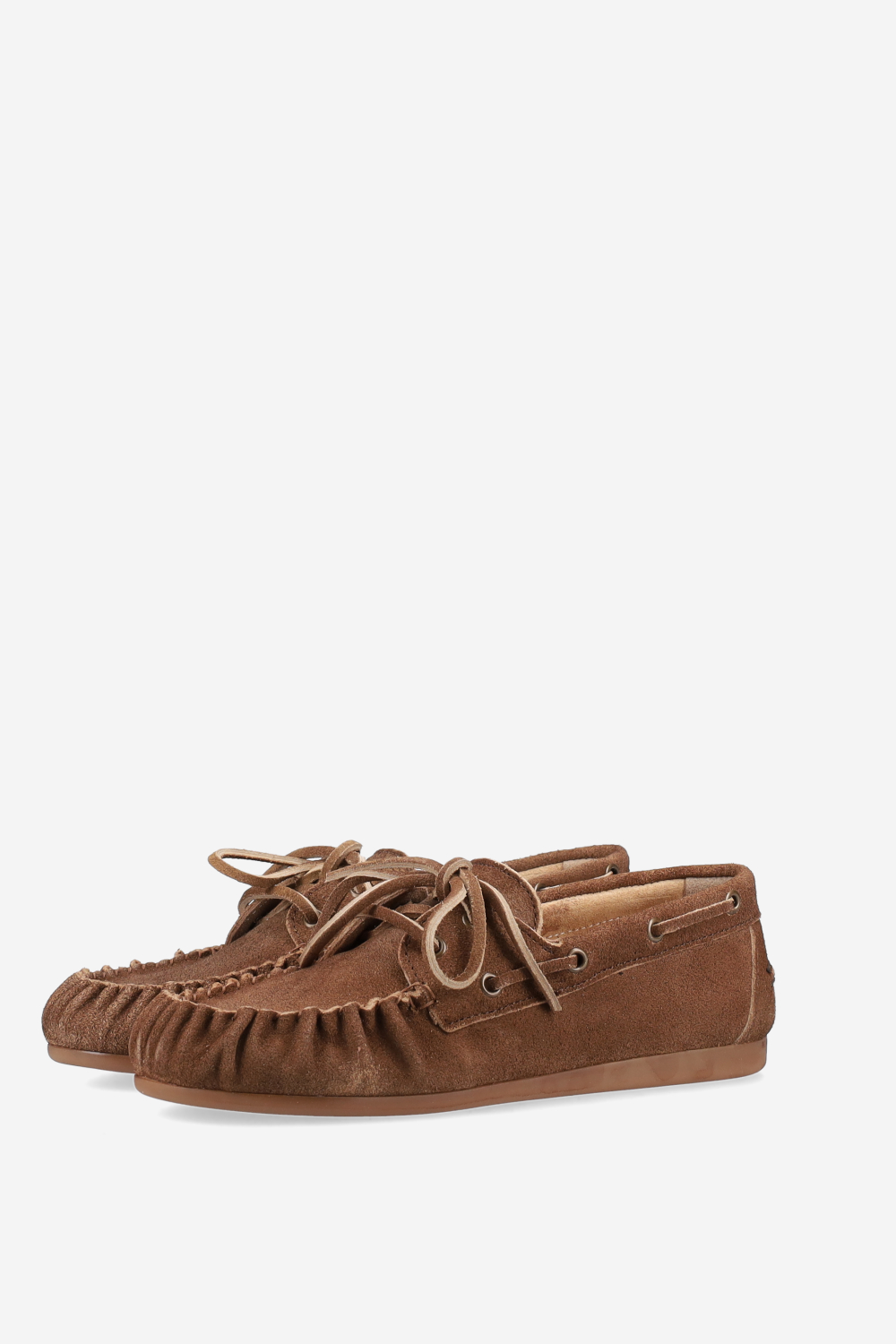 Boat wrinkle brushed suede loafers