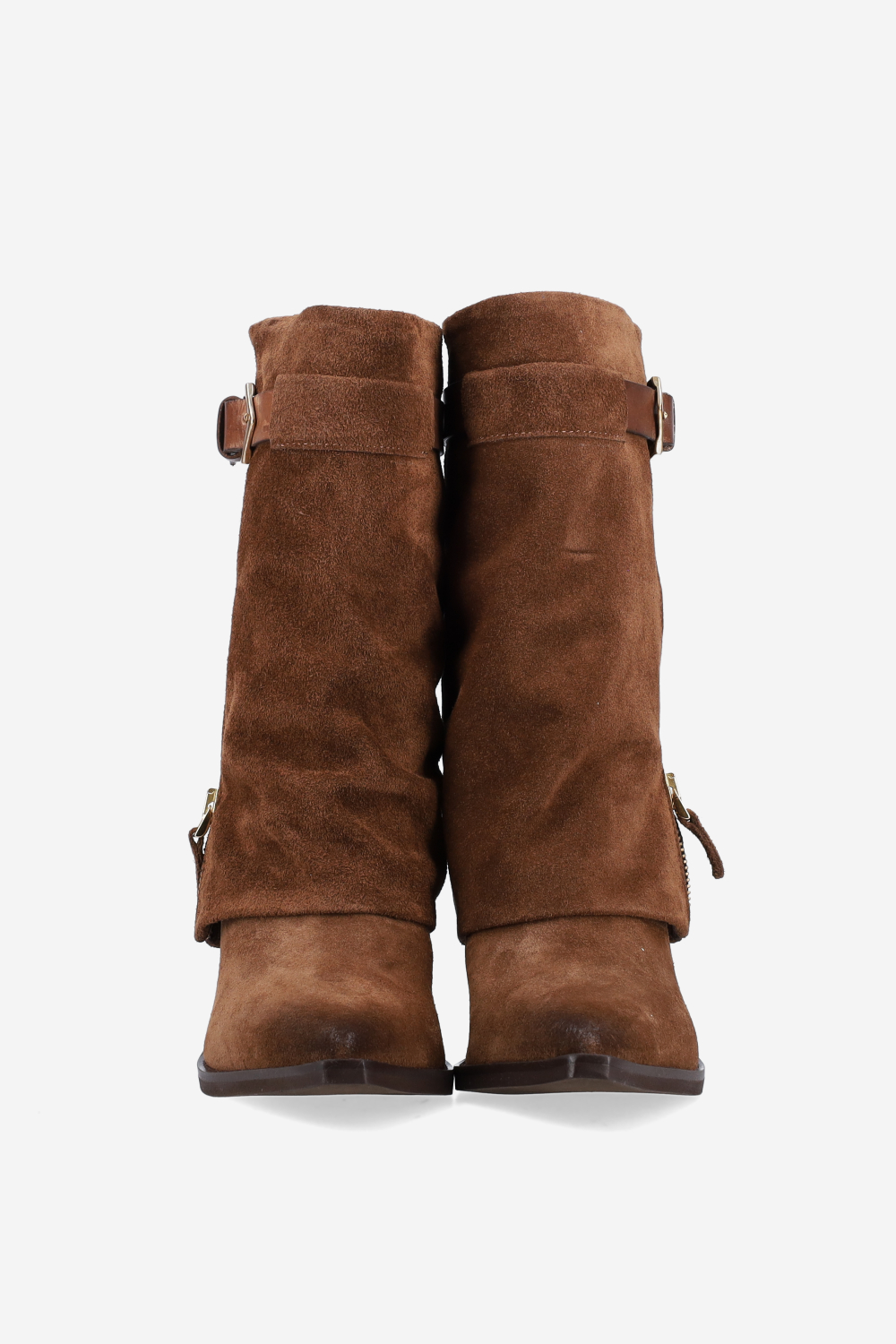Fold-over suede boots