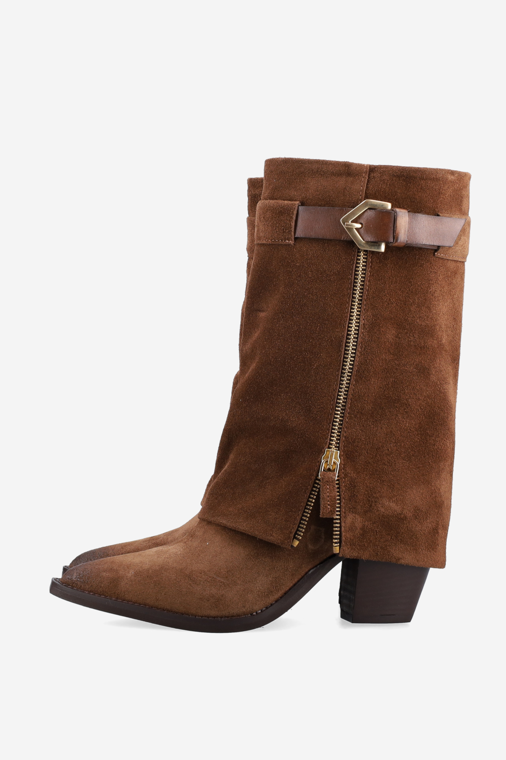 Fold-over suede boots