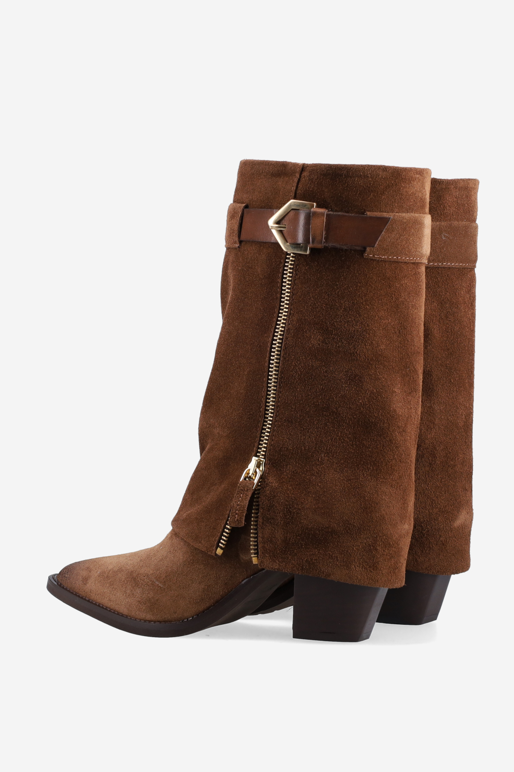 Fold-over suede boots