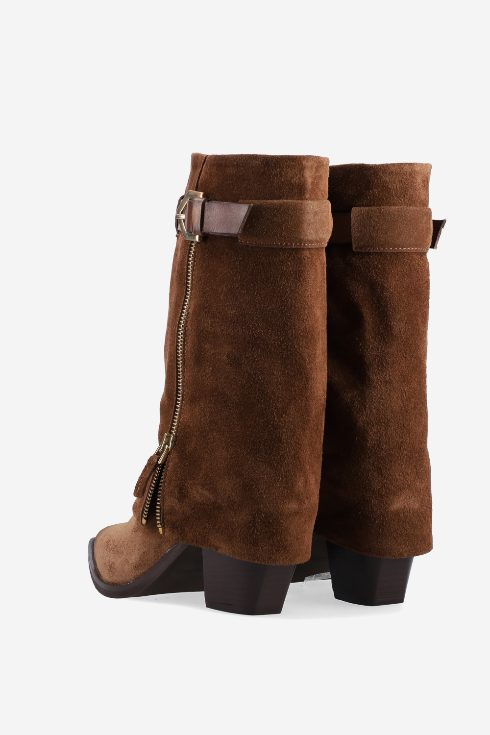 Fold-over suede boots