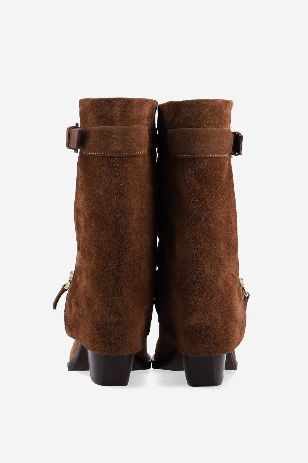 Fold-over suede boots