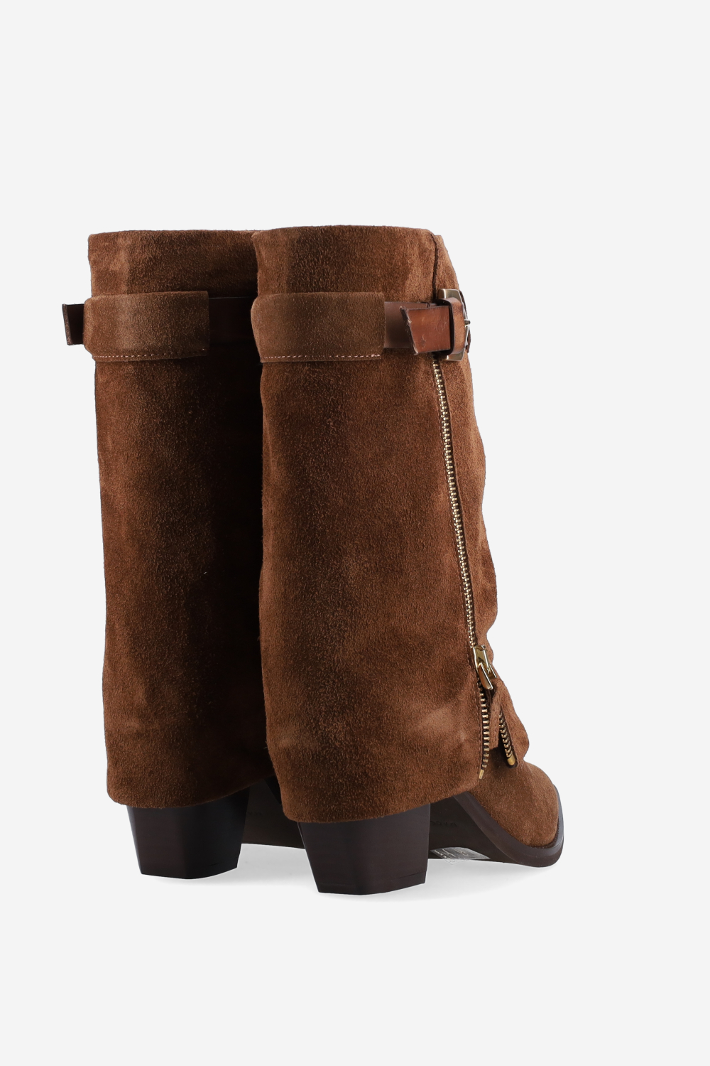 Fold-over suede boots