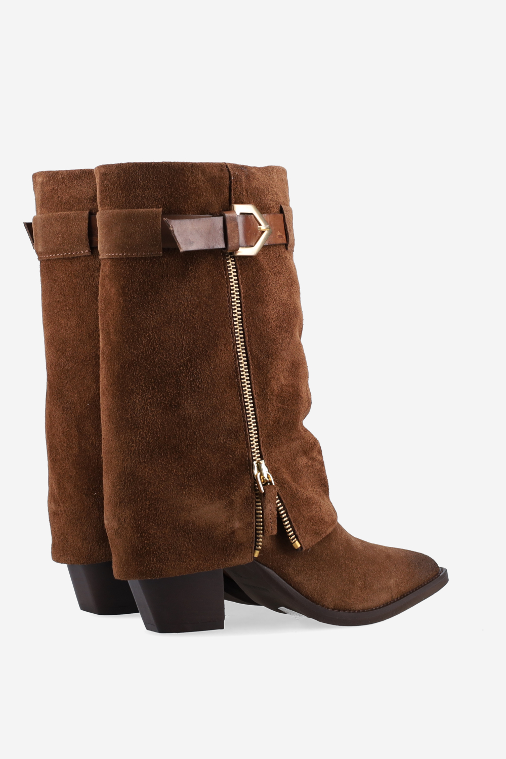 Fold-over suede boots