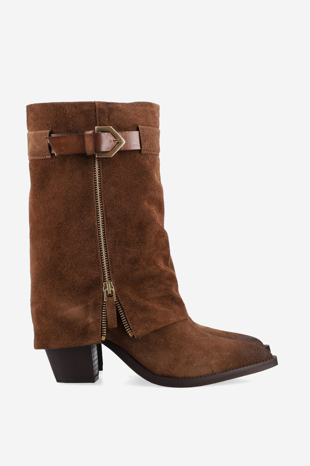 Fold-over suede boots