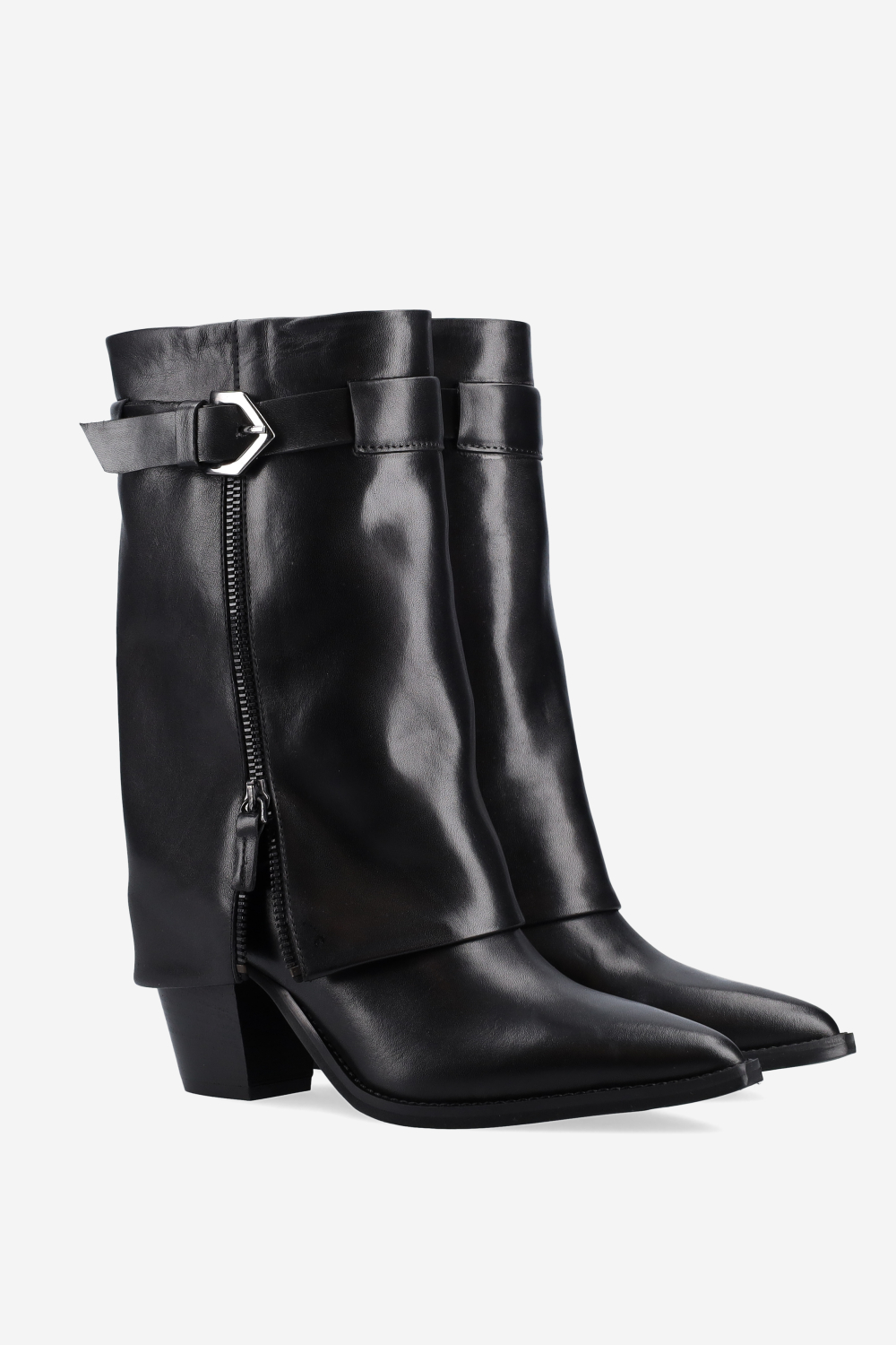 Fold-over leather boots
