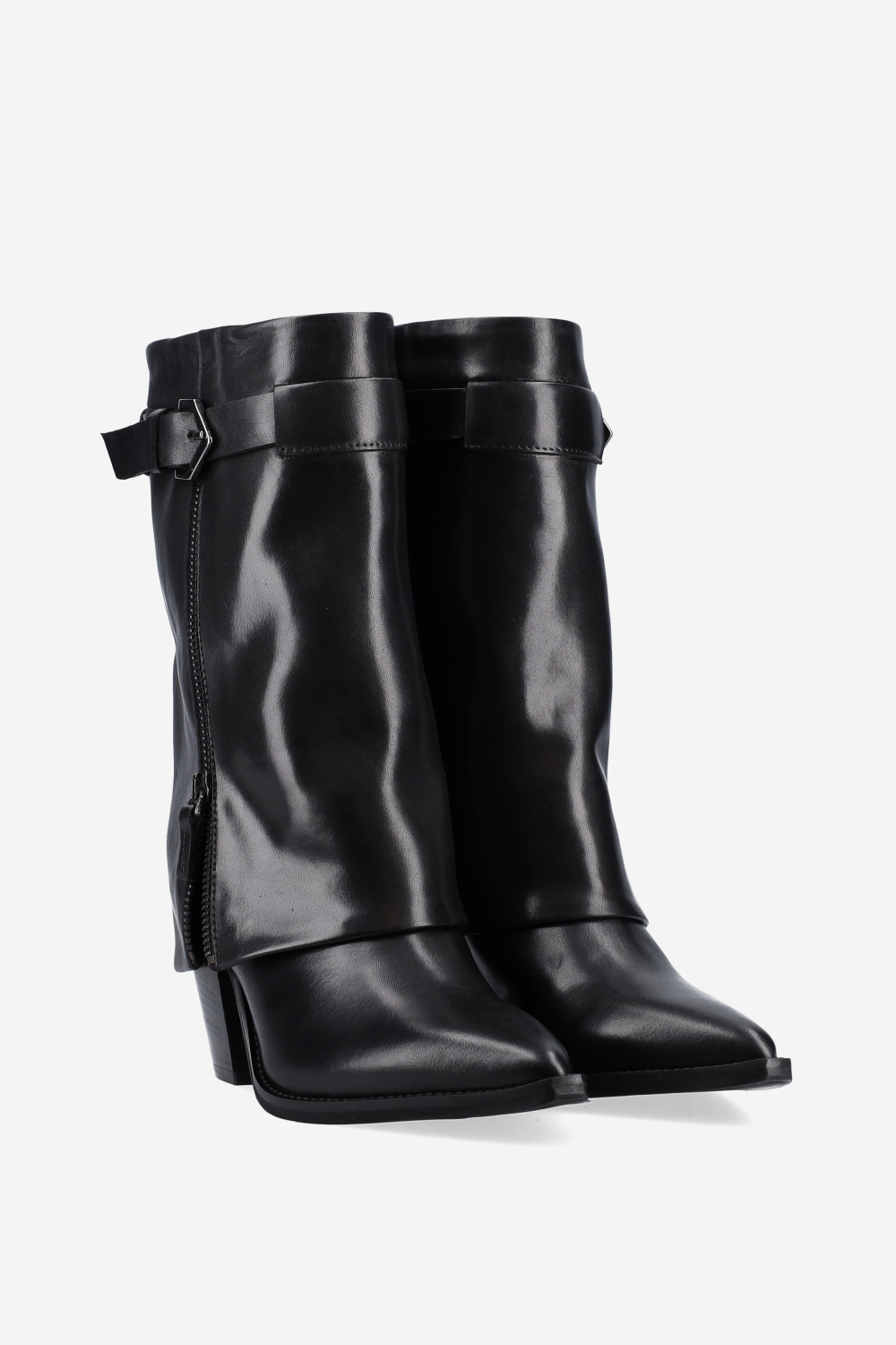 Fold-over leather boots