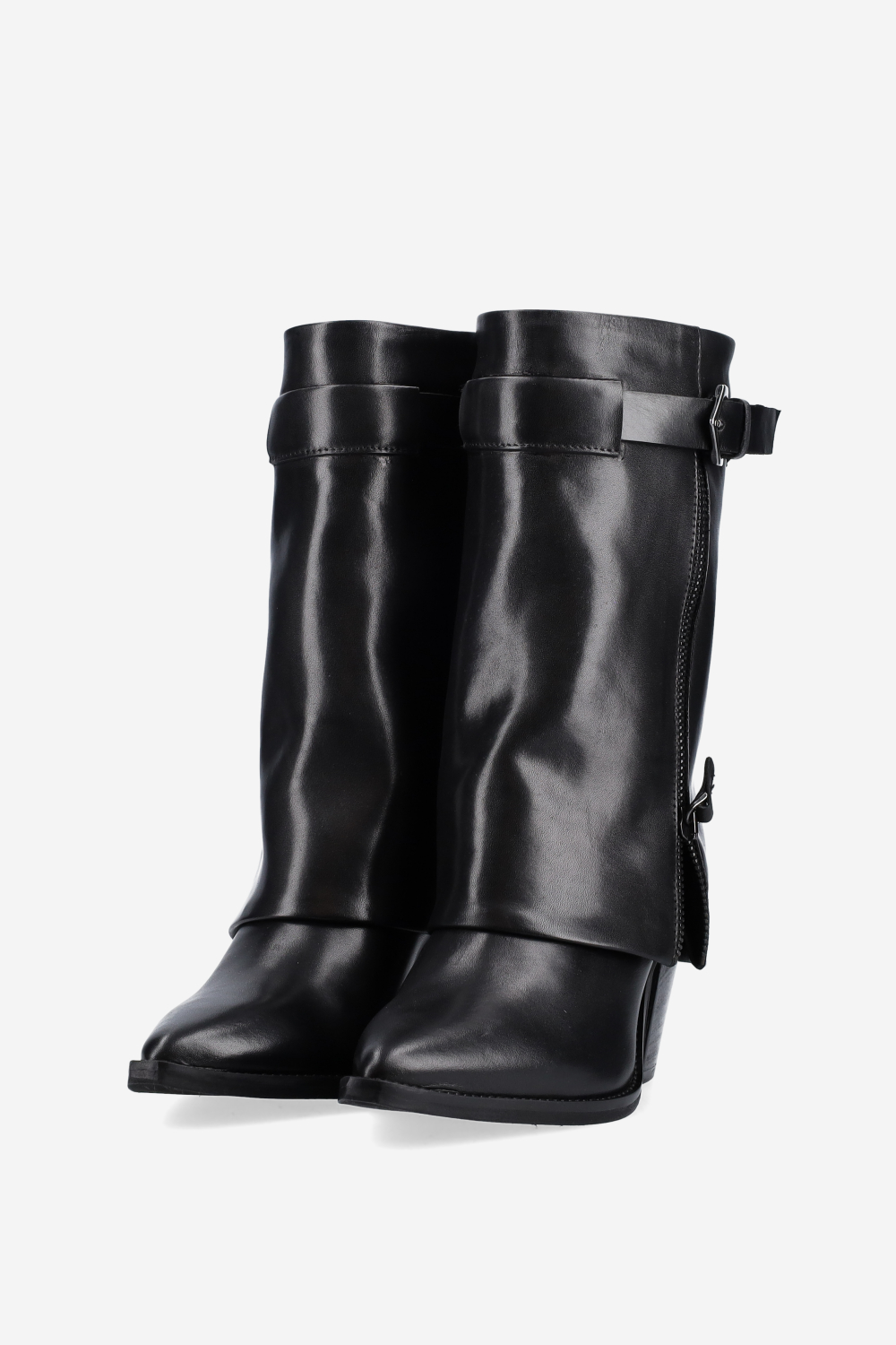 Fold-over leather boots