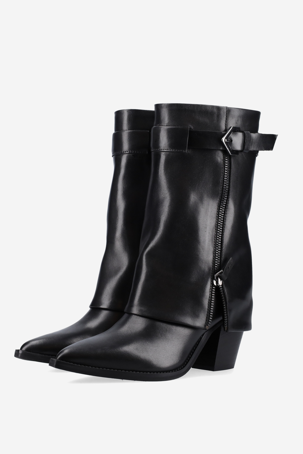 Fold-over leather boots
