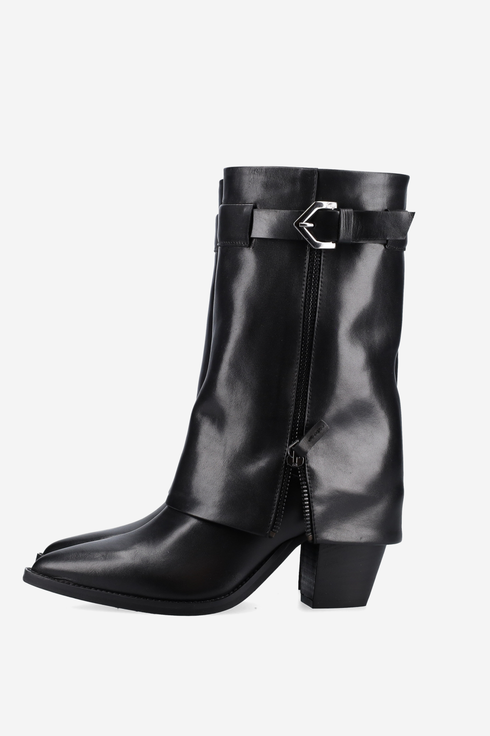 Fold-over leather boots