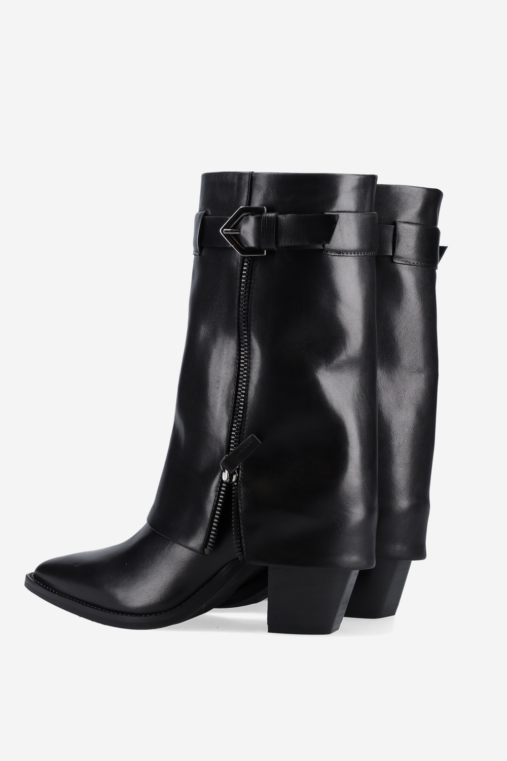 Fold-over leather boots