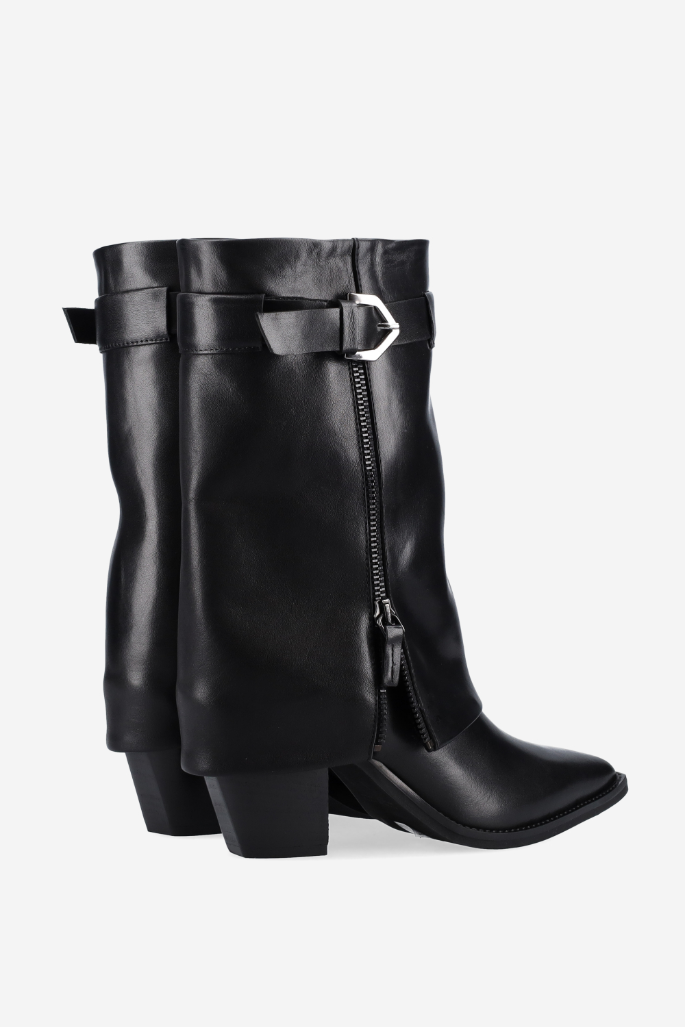 Fold-over leather boots