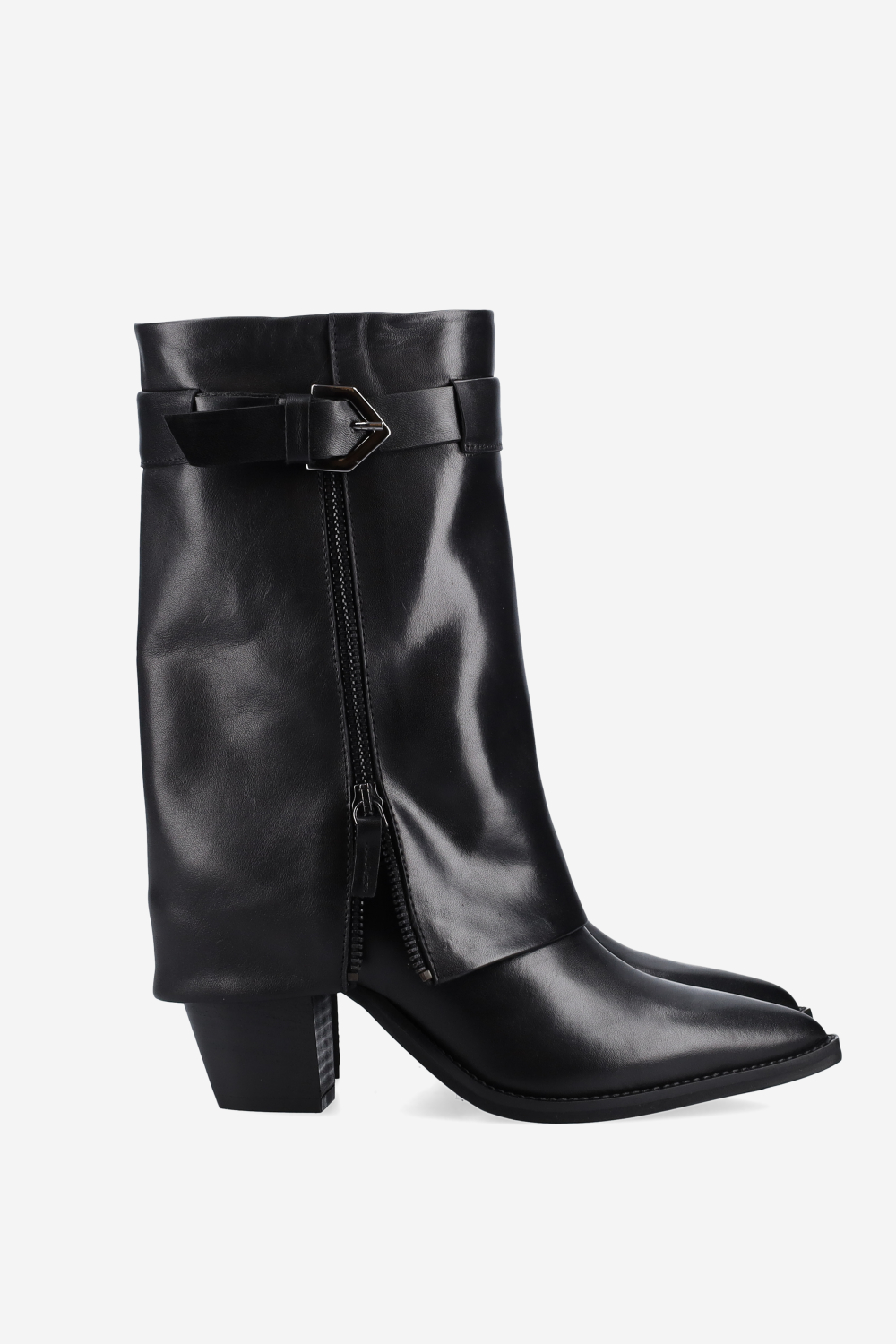 Fold-over leather boots