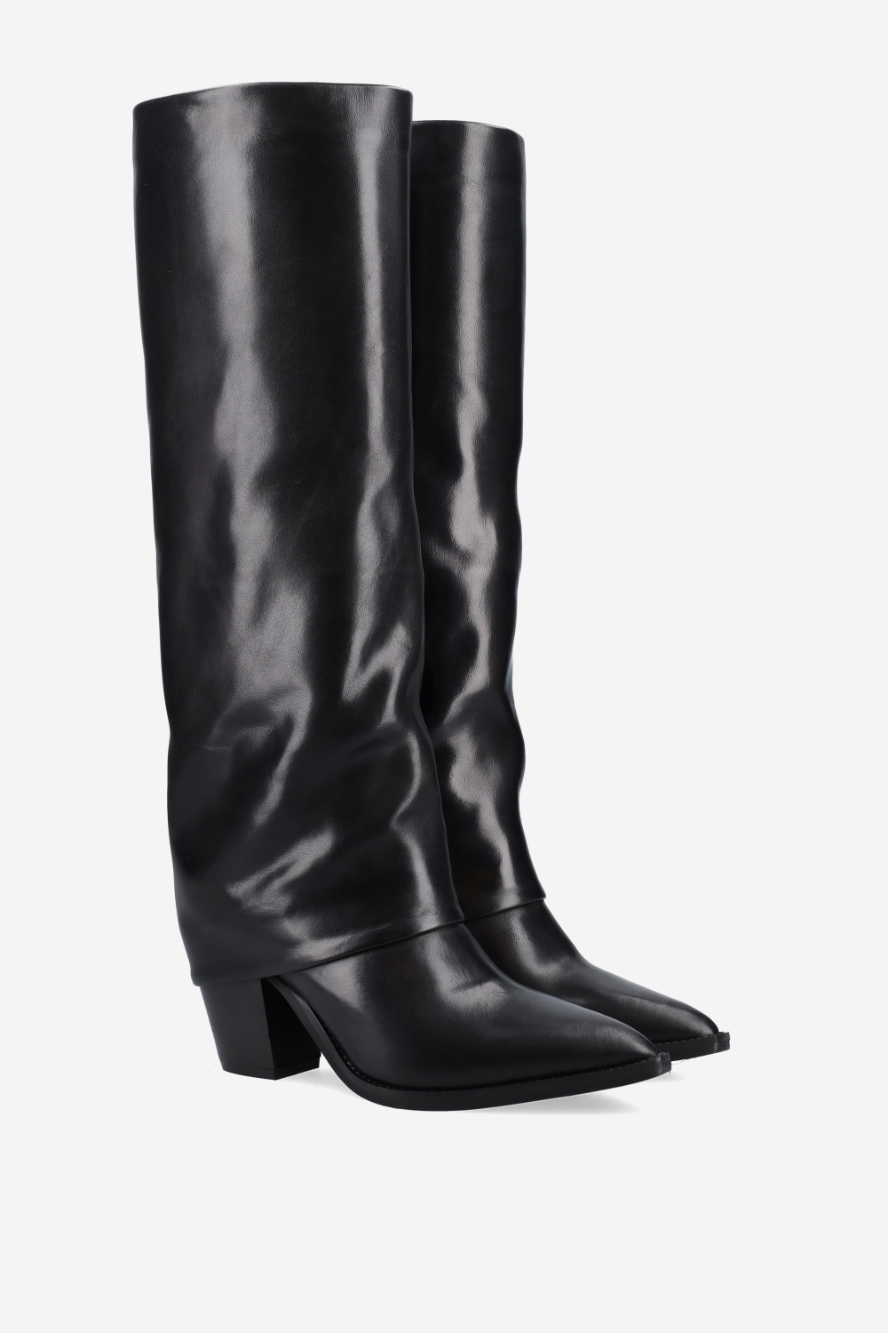 Fold-over leather boots