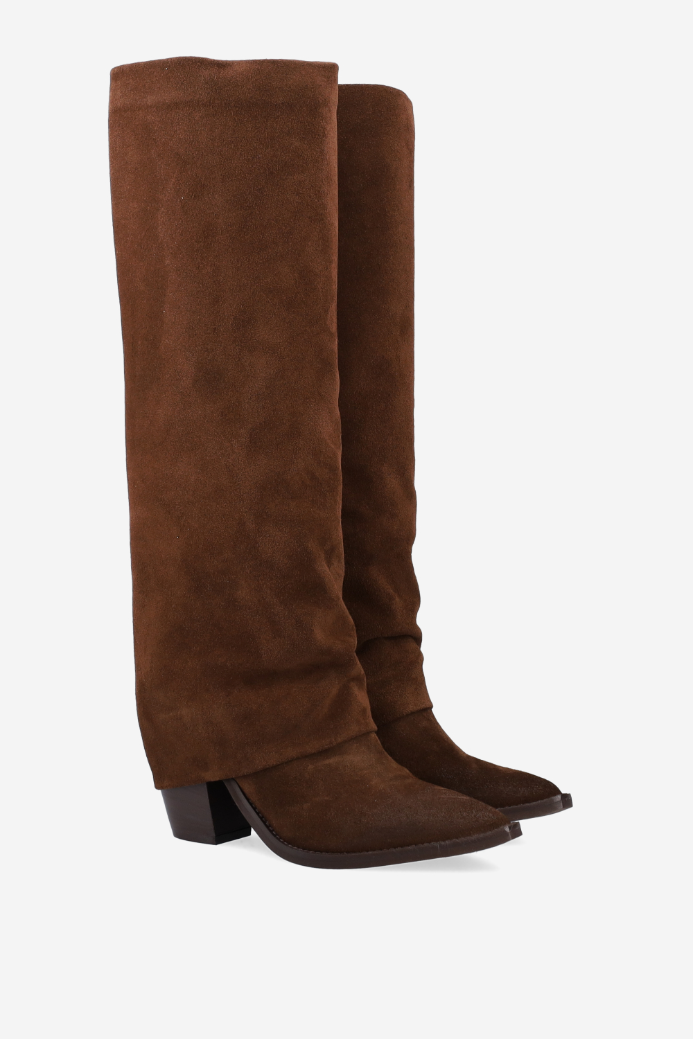 Fold-over suede boots