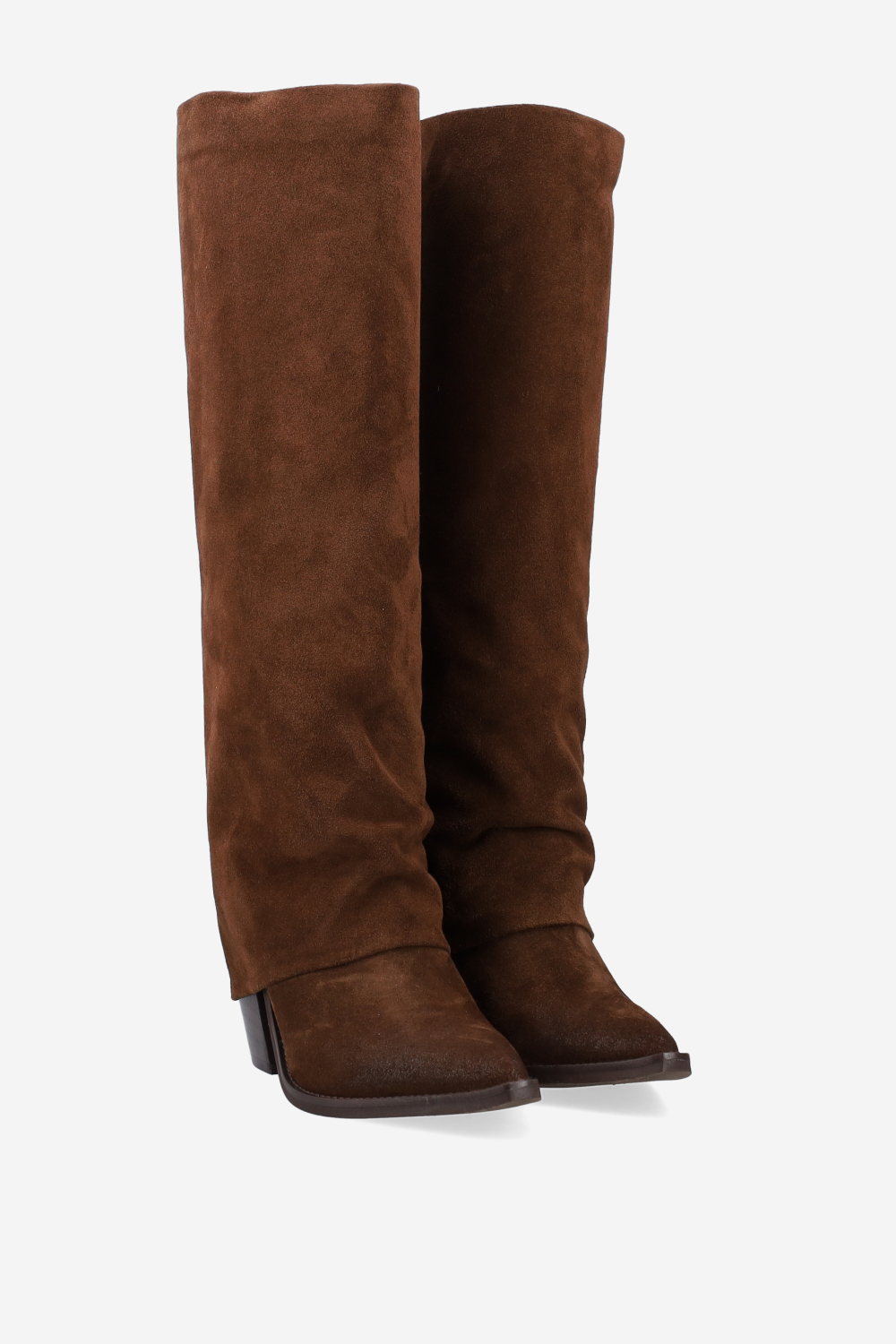 Fold-over suede boots