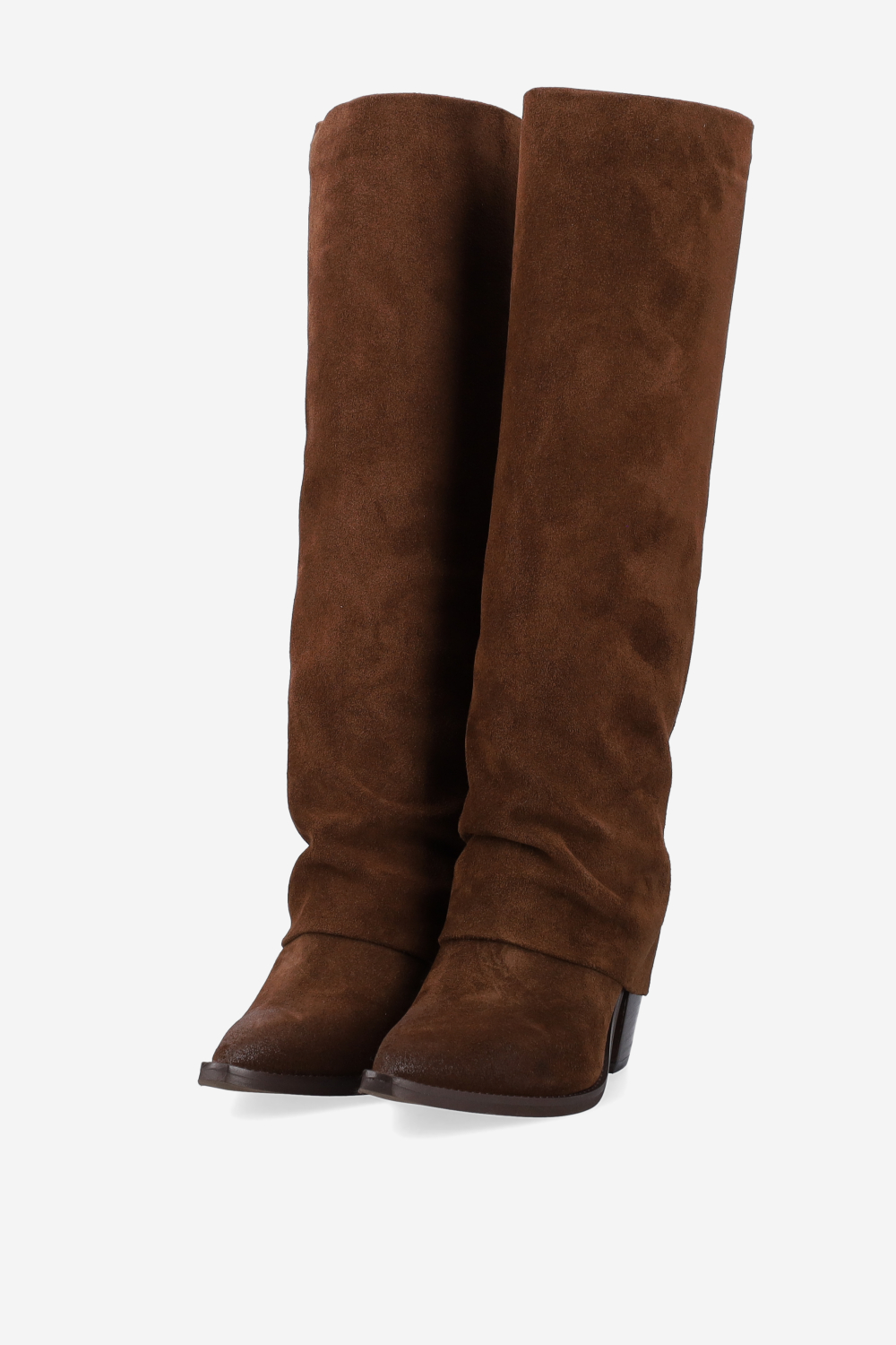 Fold-over suede boots