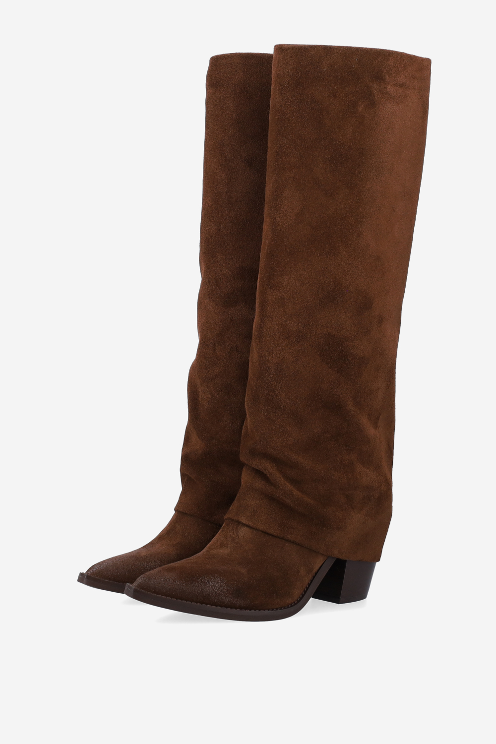 Fold-over suede boots