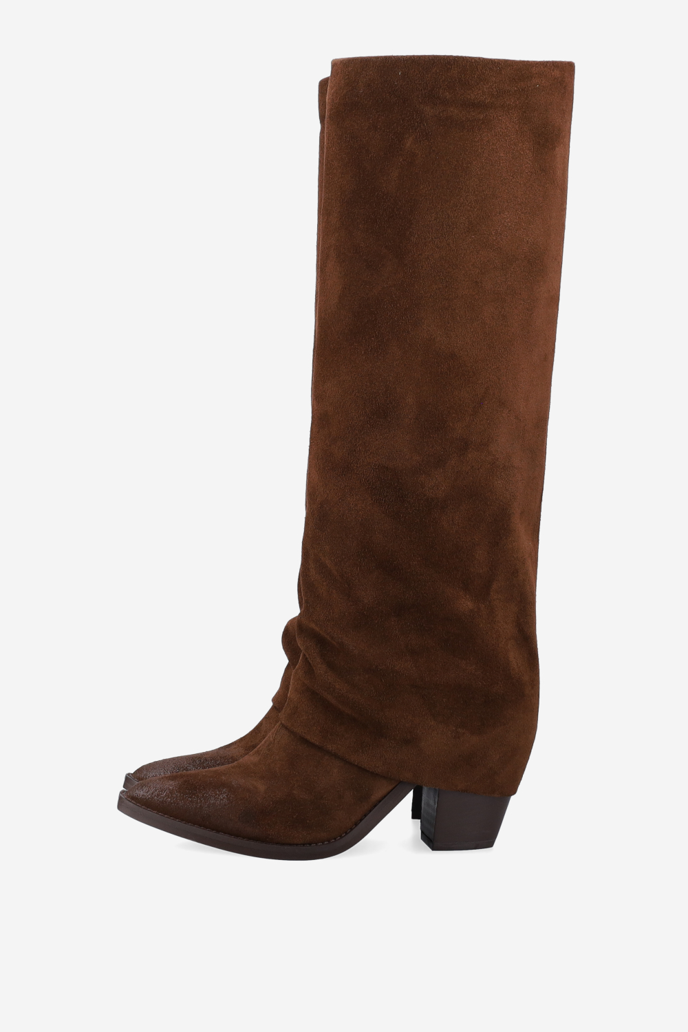 Fold-over suede boots