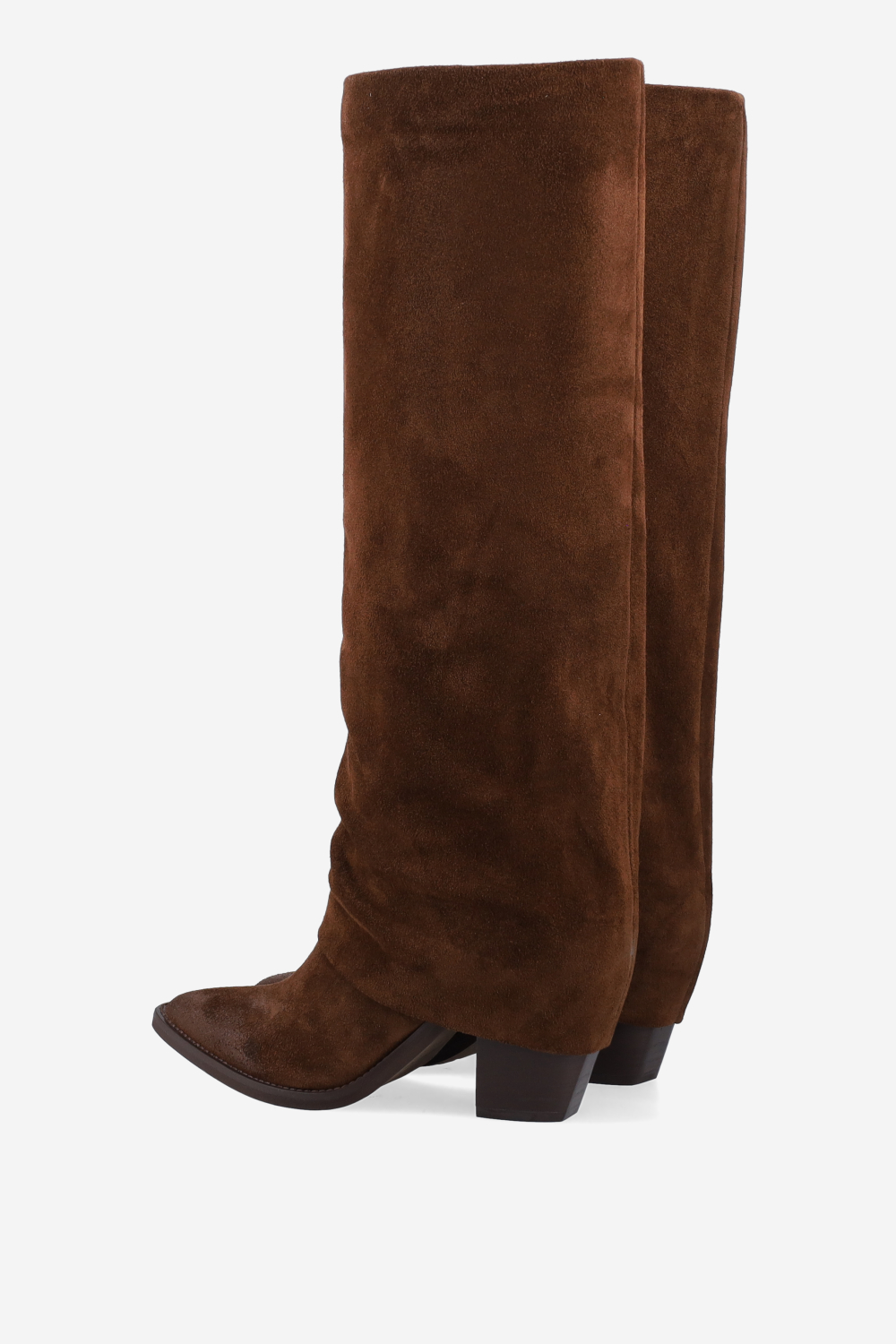Fold-over suede boots