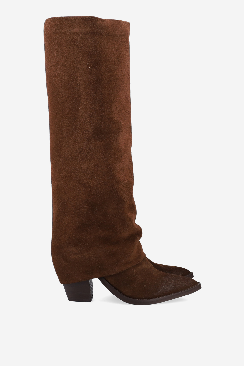 Fold-over suede boots