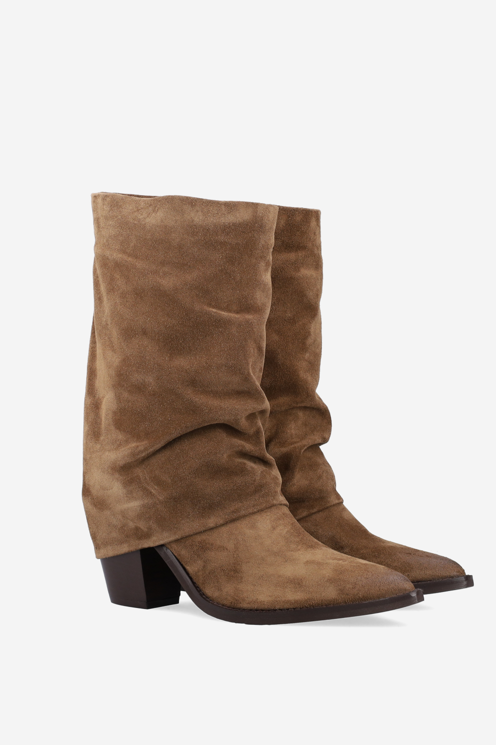 Fold-over suede boots