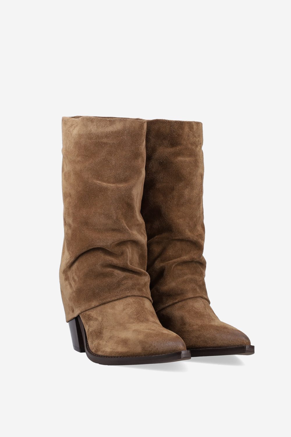 Fold-over suede boots