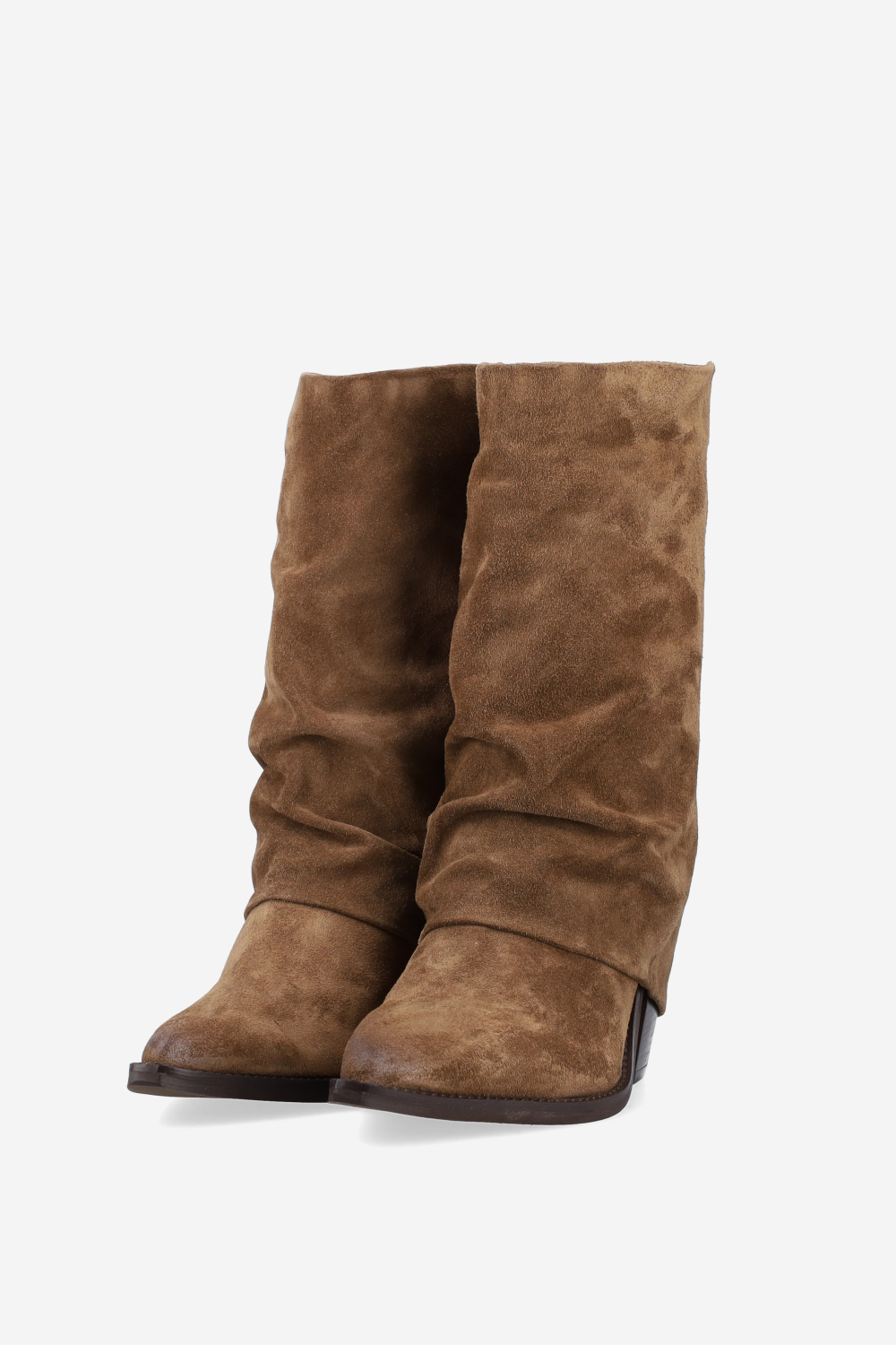 Fold-over suede boots