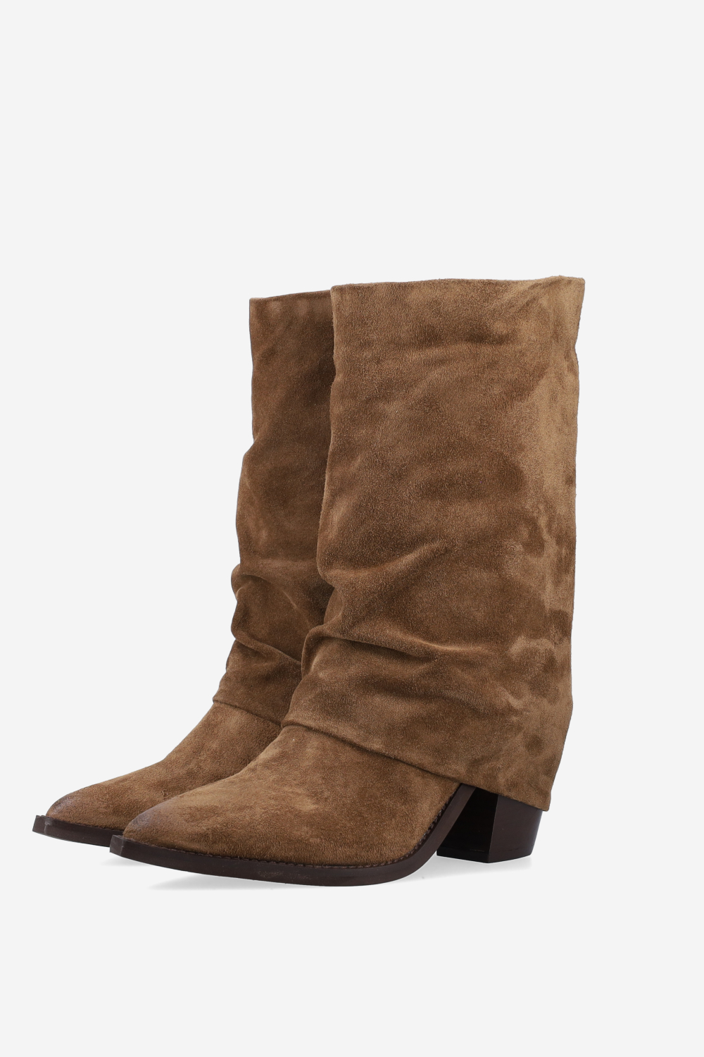 Fold-over suede boots