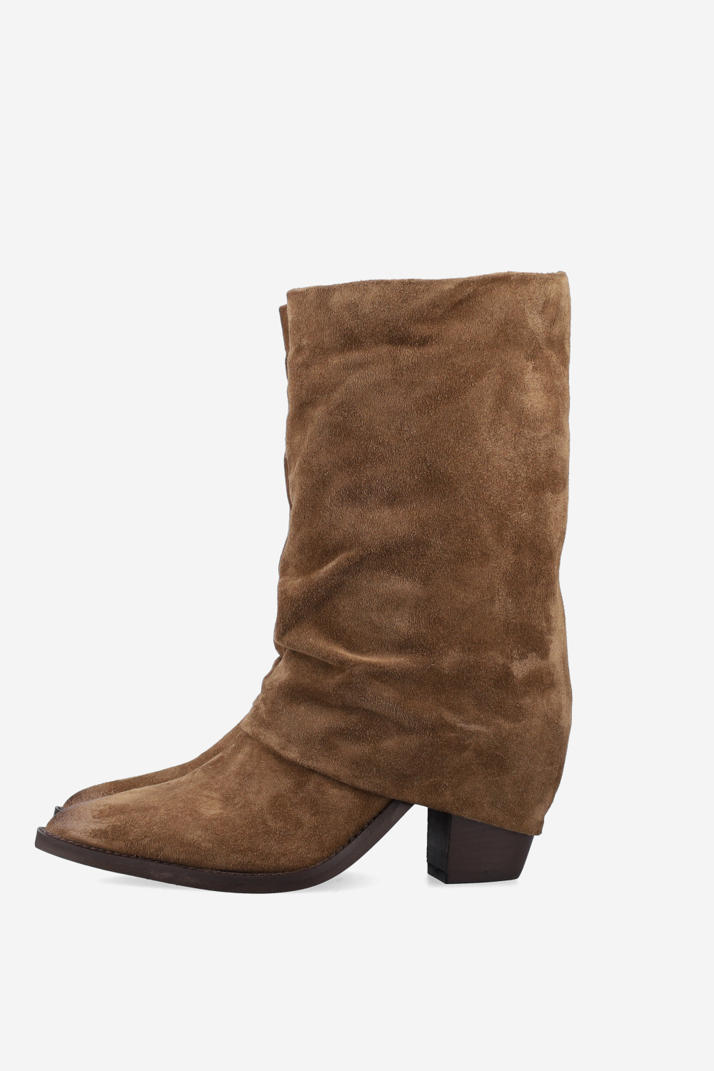 Fold-over suede boots