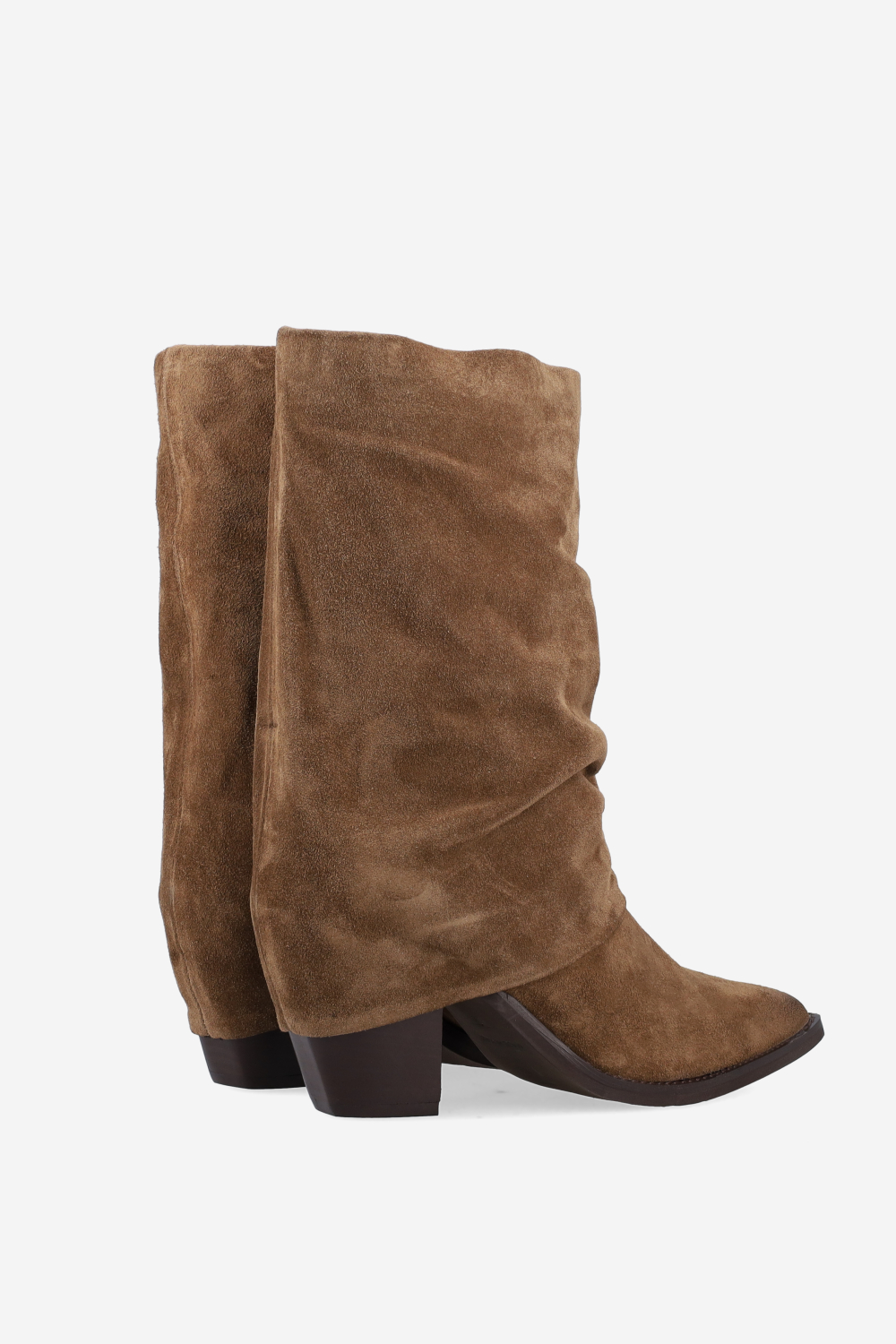 Fold-over suede boots