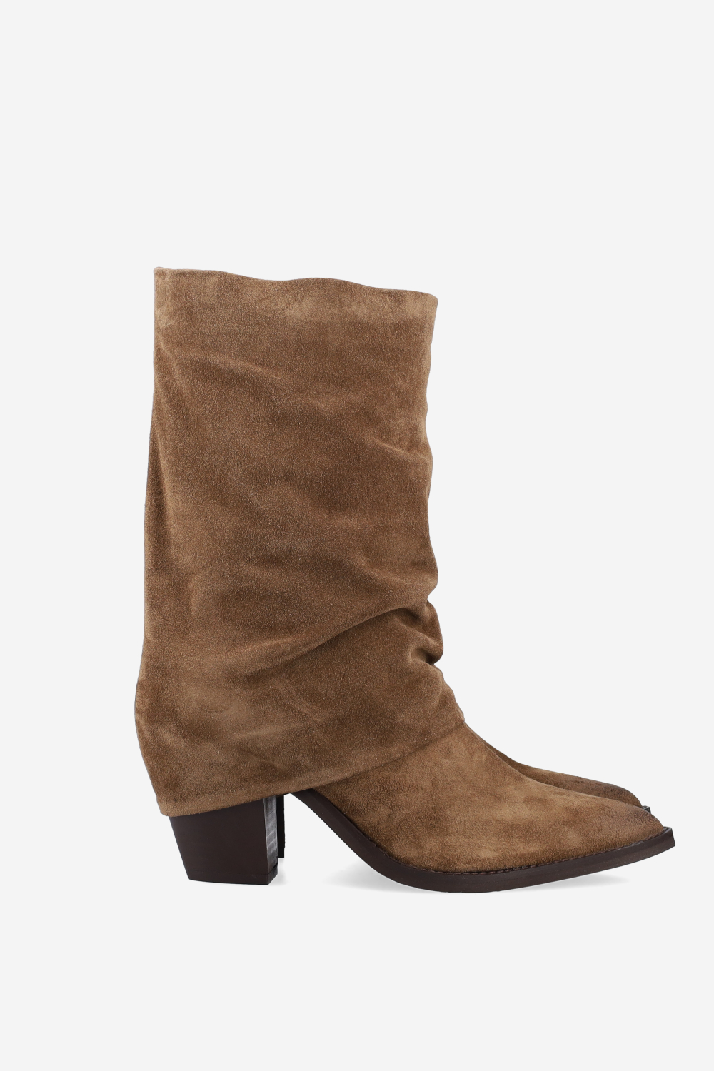 Fold-over suede boots