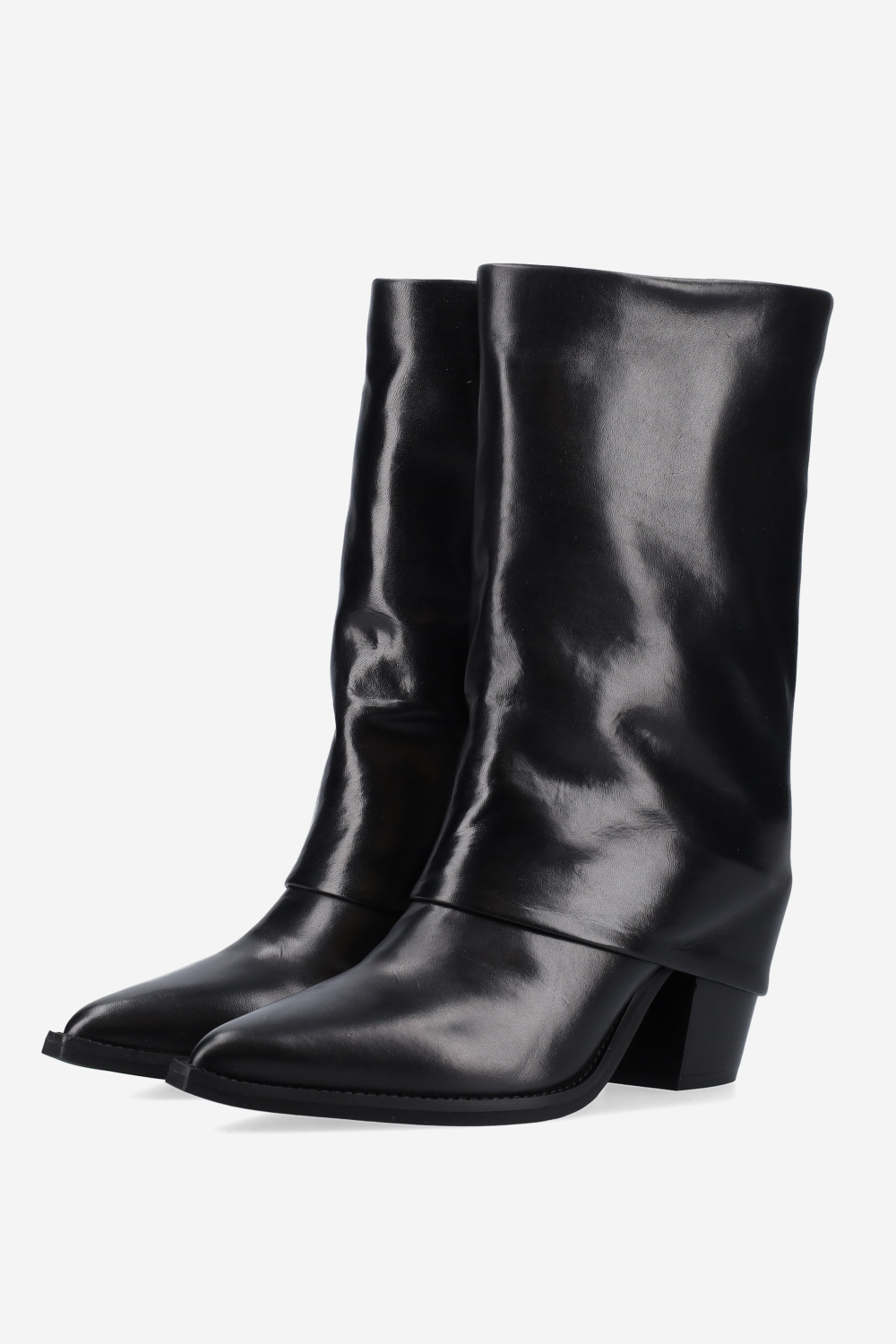 Fold-over leather boots