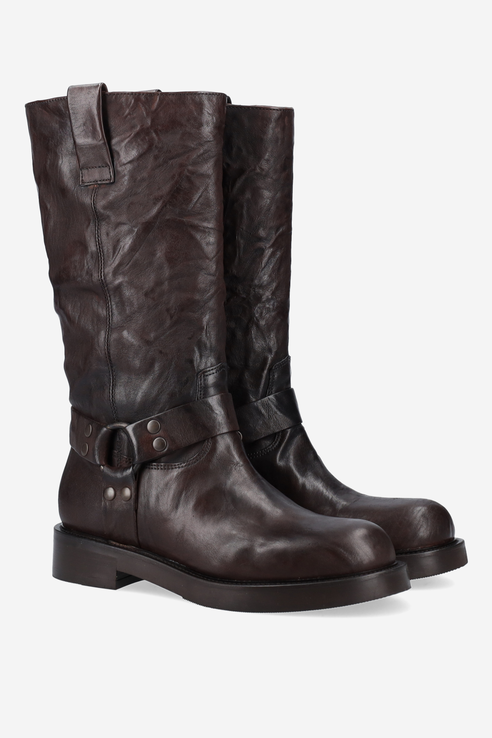 Buckled leather boots