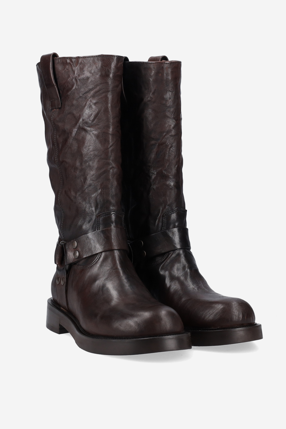Buckled leather boots