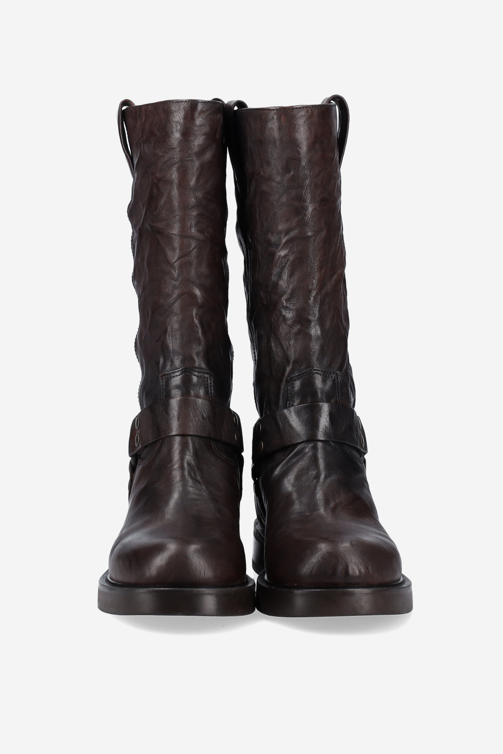 Buckled leather boots
