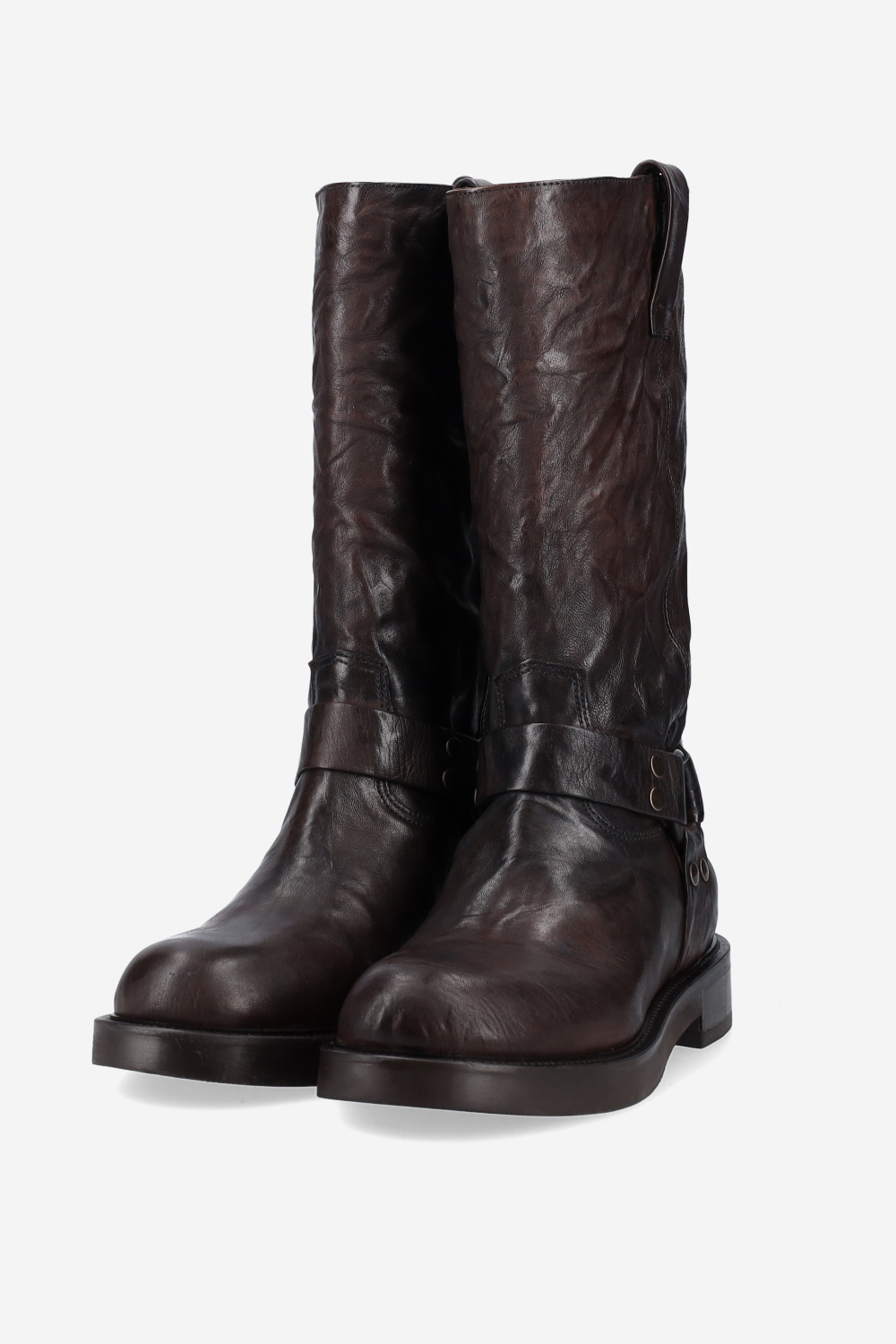 Buckled leather boots