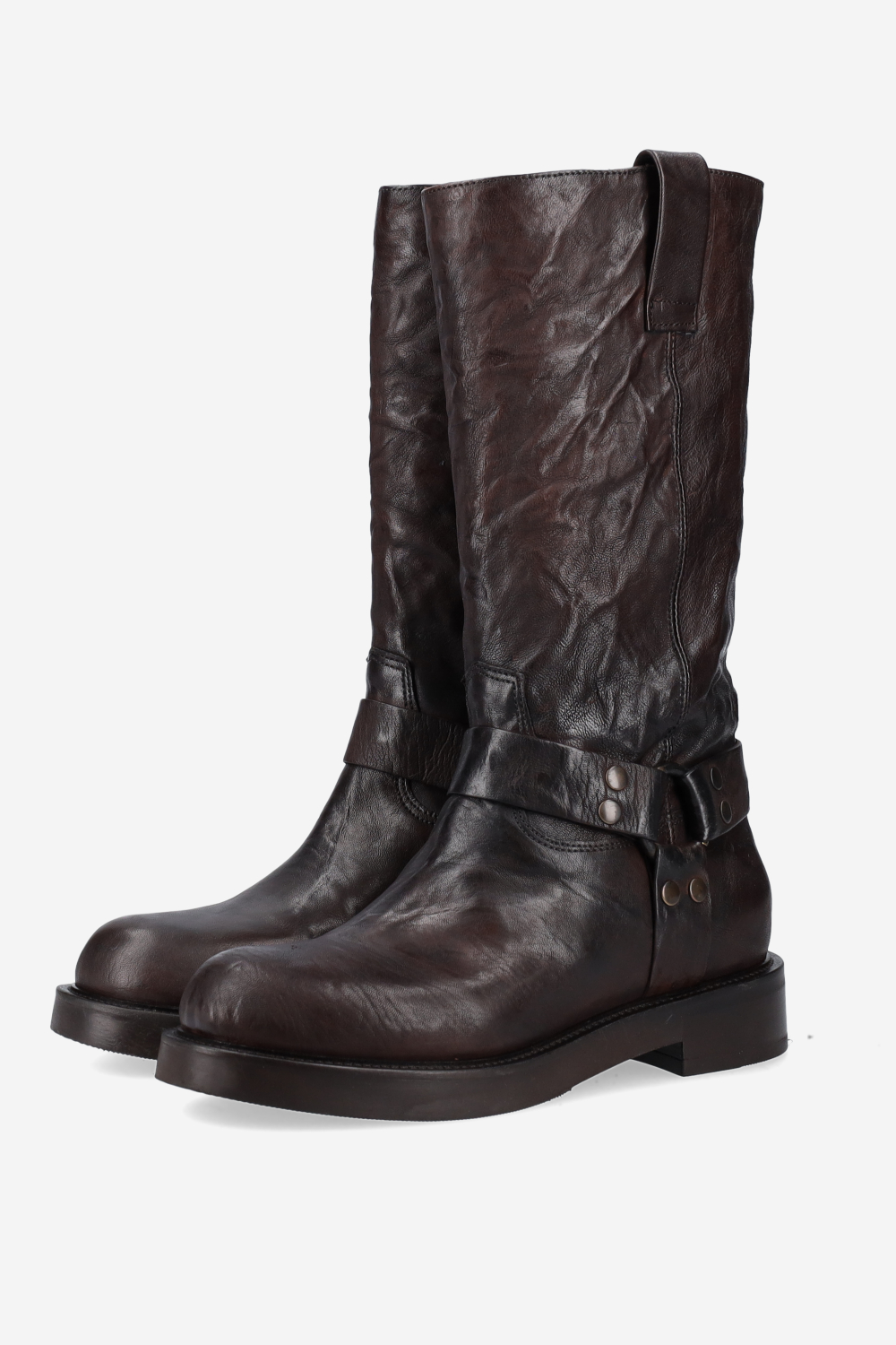 Buckled leather boots